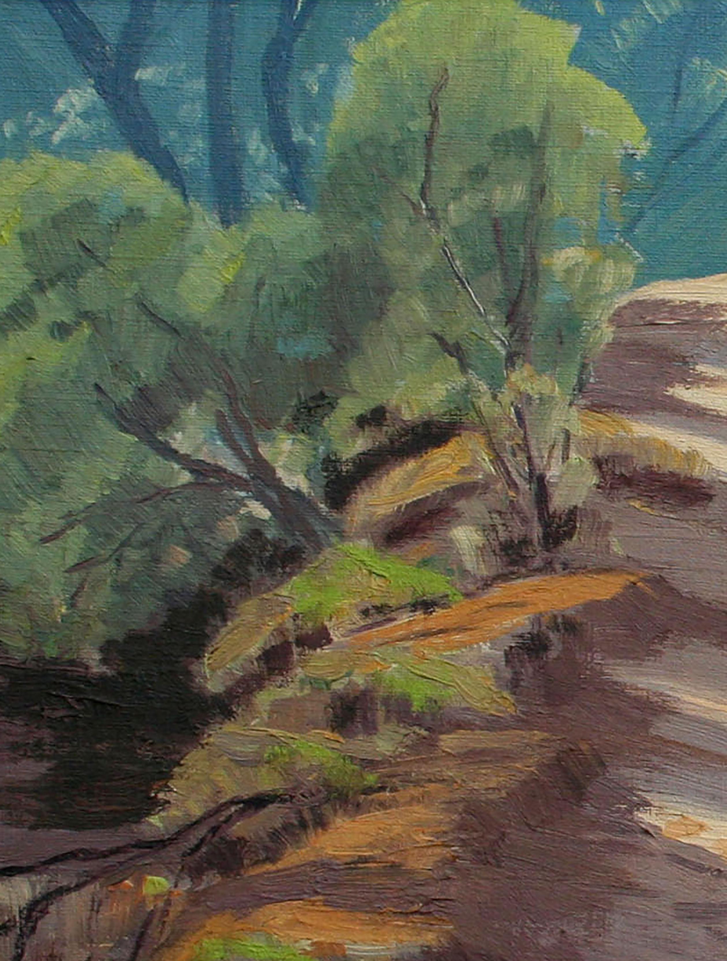Mid Century Landscape -- Pathway Through the Forest - American Impressionist Painting by J. Dockeray