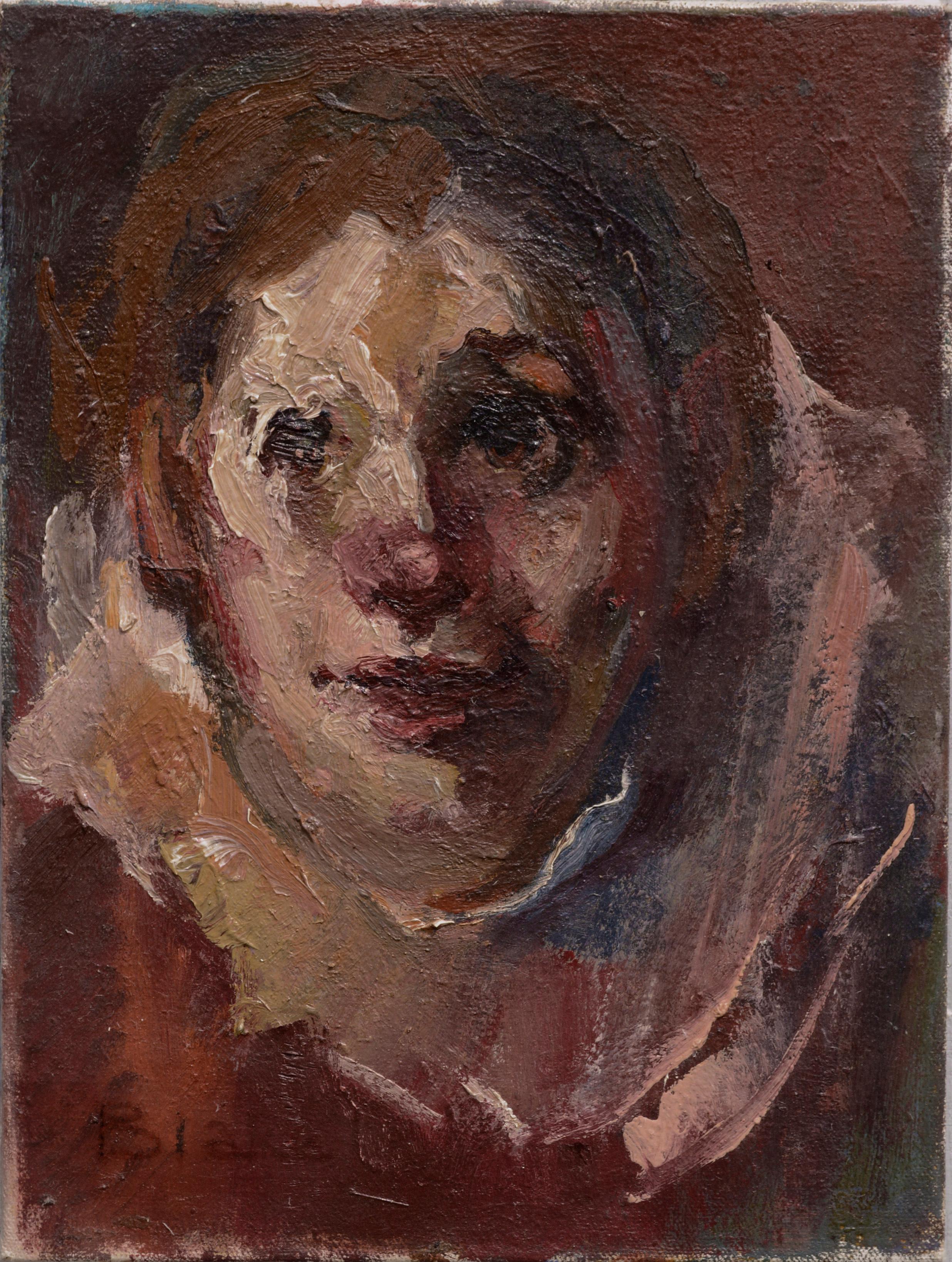 Marjorie May Blake Portrait Painting – Mid Century Portrait eines Clowns #5