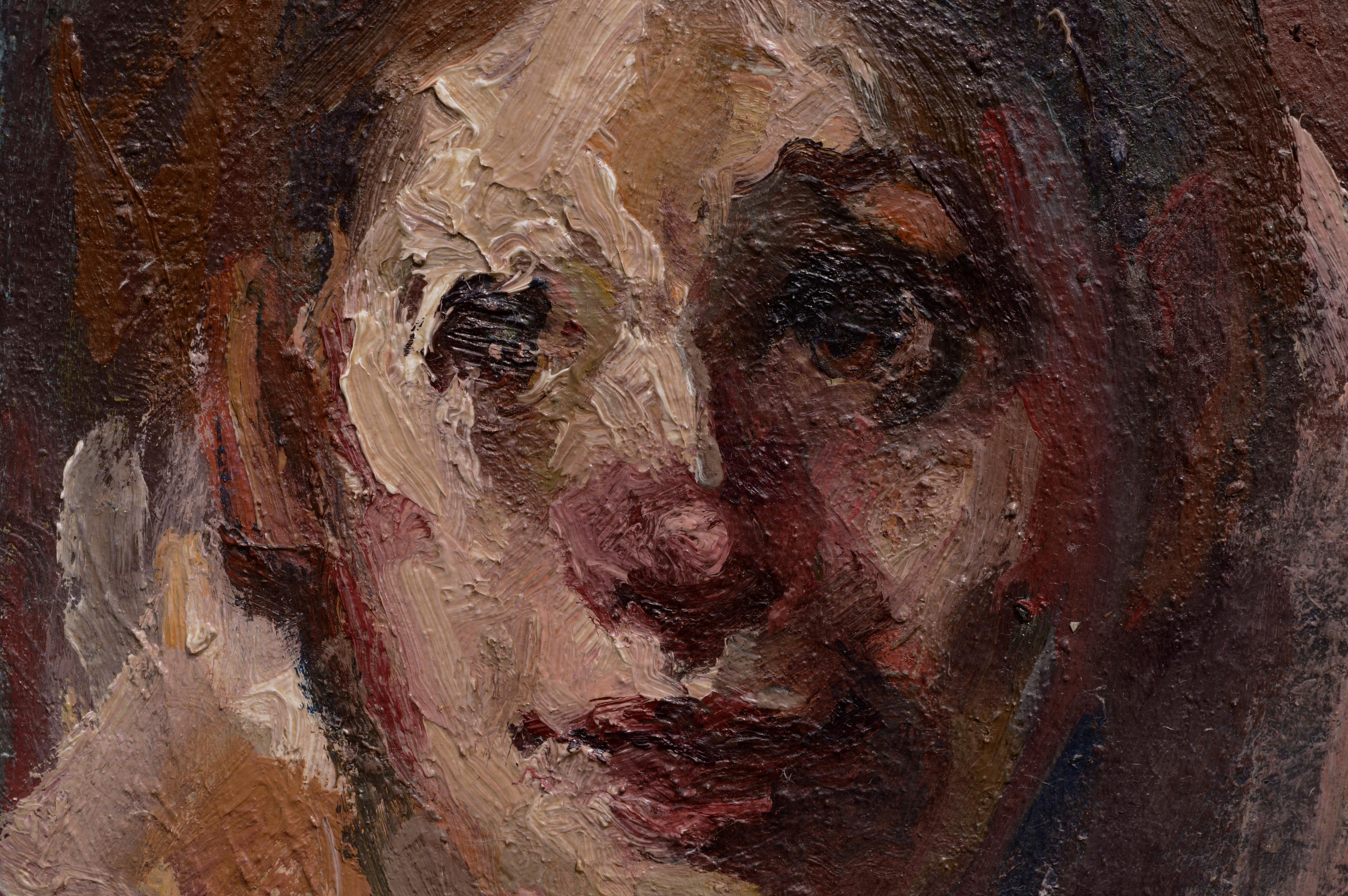 Mid Century Portrait eines Clowns #5 – Painting von Marjorie May Blake
