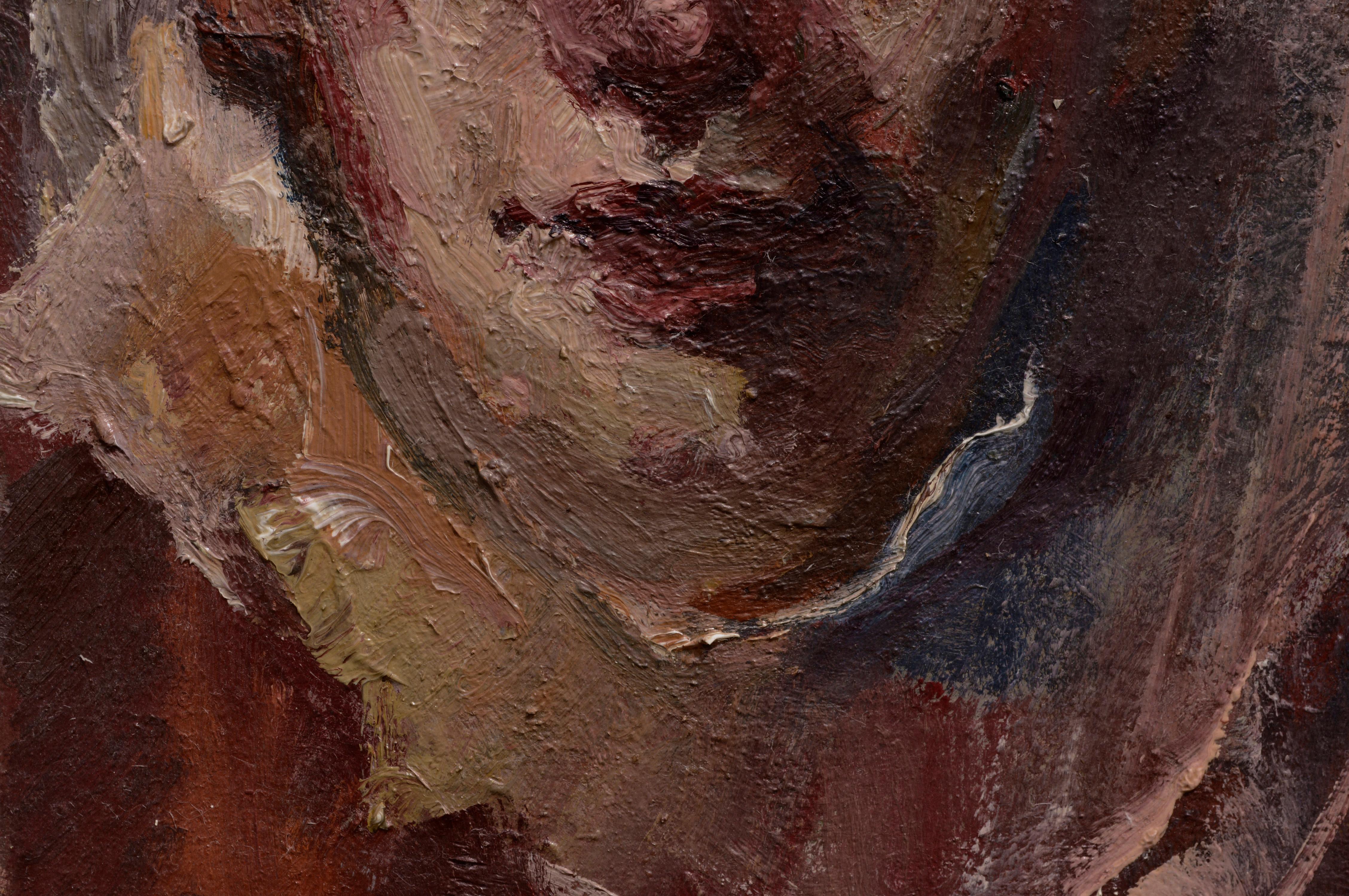 Ritratto di clown di metà secolo #5 - Painting Impressionismo americano di Marjorie May Blake
