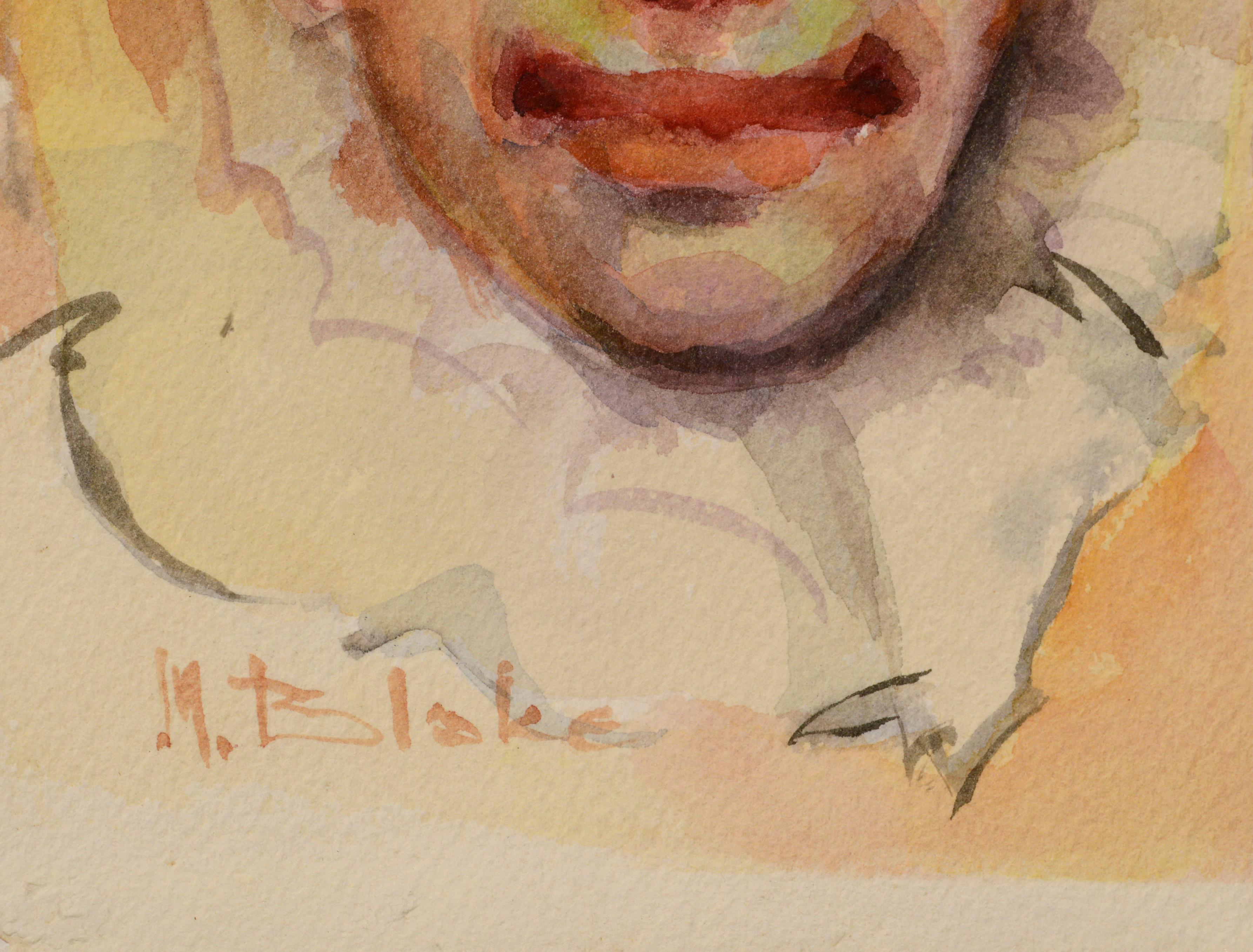 Ritratto di clown #7 - Figurative Painting Beige di Marjorie May Blake