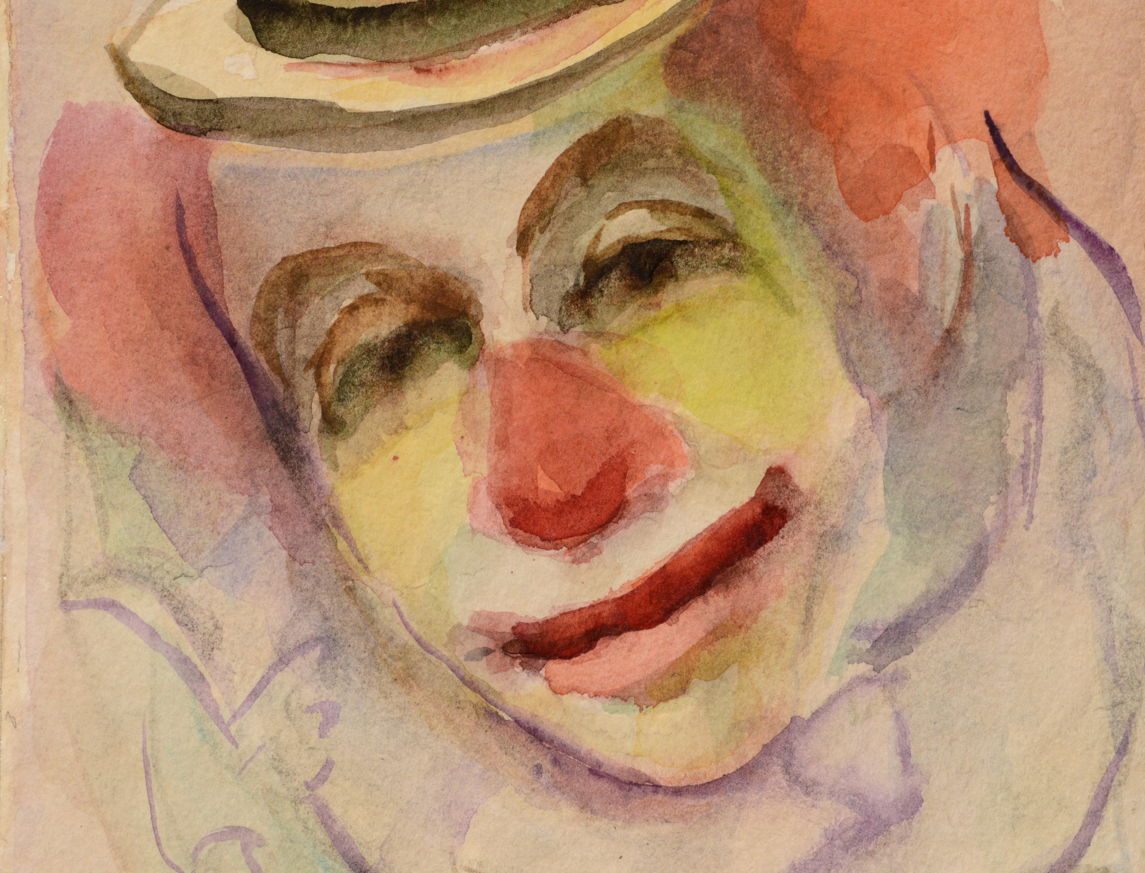 Clown with a Hat (portrait de Clown #9) - Impressionnisme américain Art par Marjorie May Blake