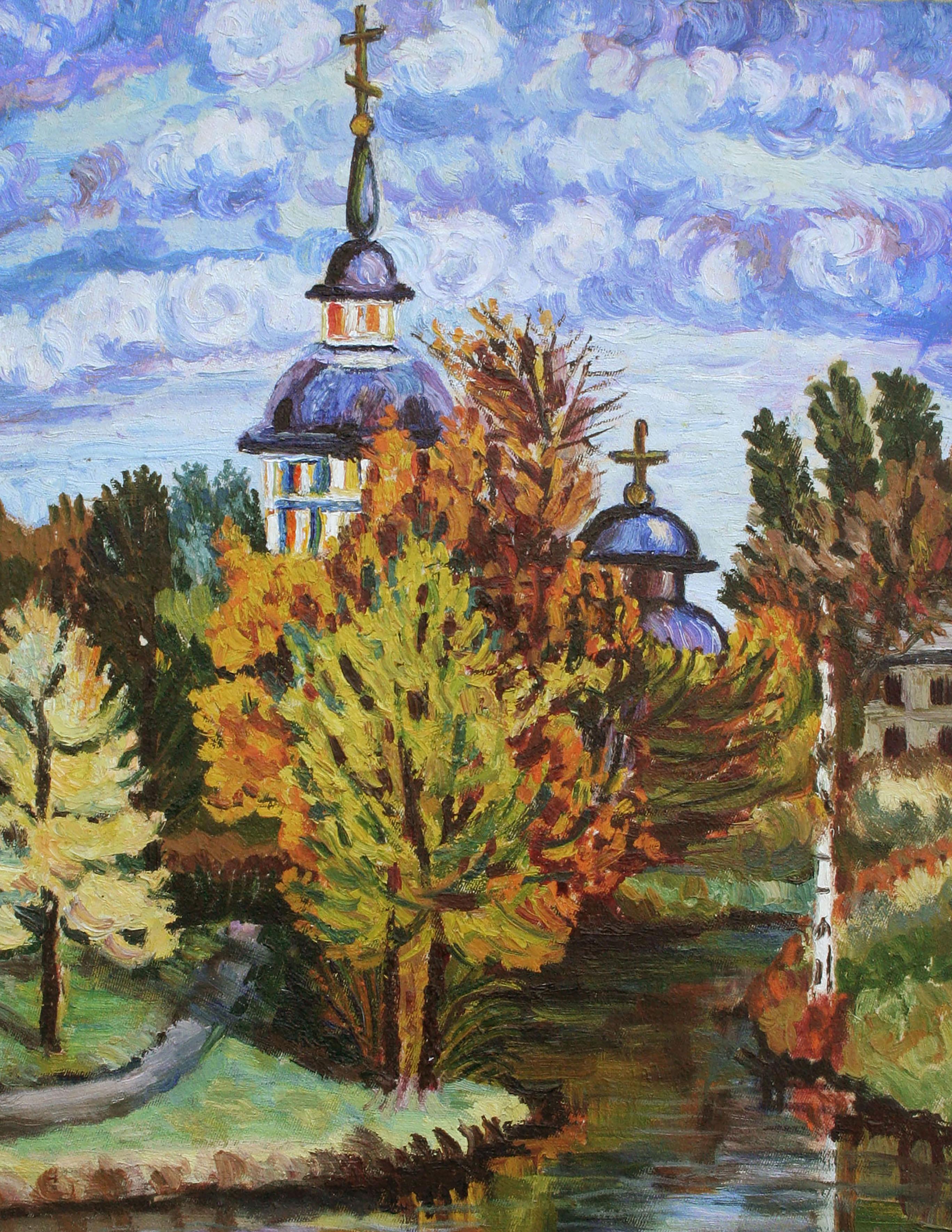 Cathedral of the Pacific, Saint Steven's Serbian Orthodox Cathedral Landscape  - Painting by I. Mozaiskaya