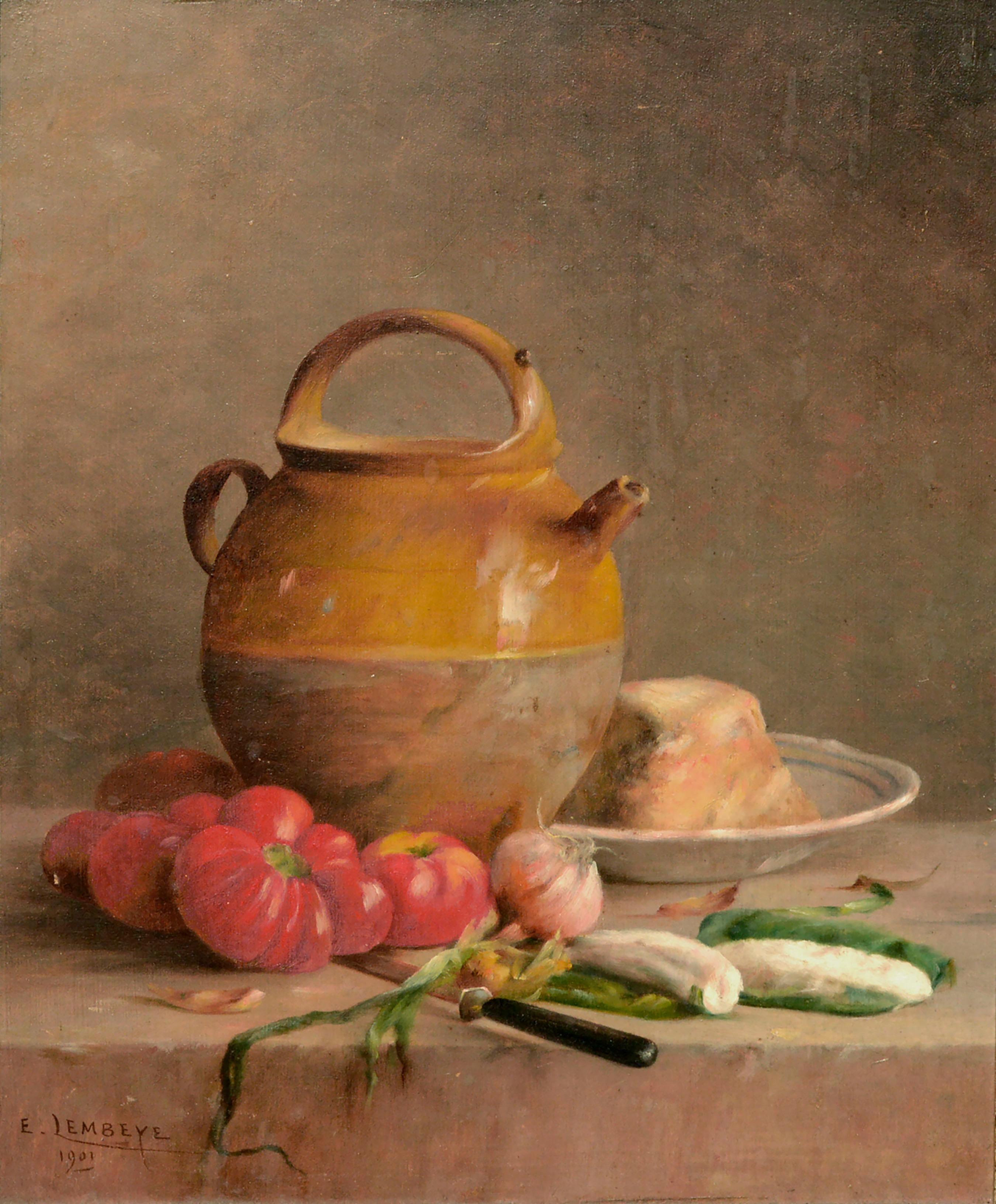 Turn of the Century French Provincial Still Life  - Painting by Etienne Lembeye