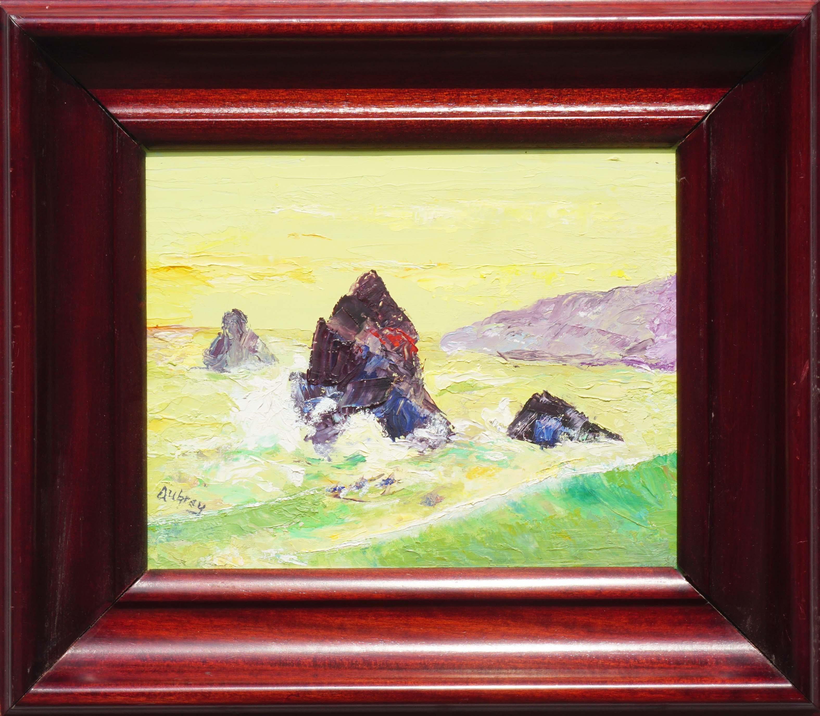 Monterey Bay Impressionist Seascape - Painting by Lenore Aubrey-Grebles