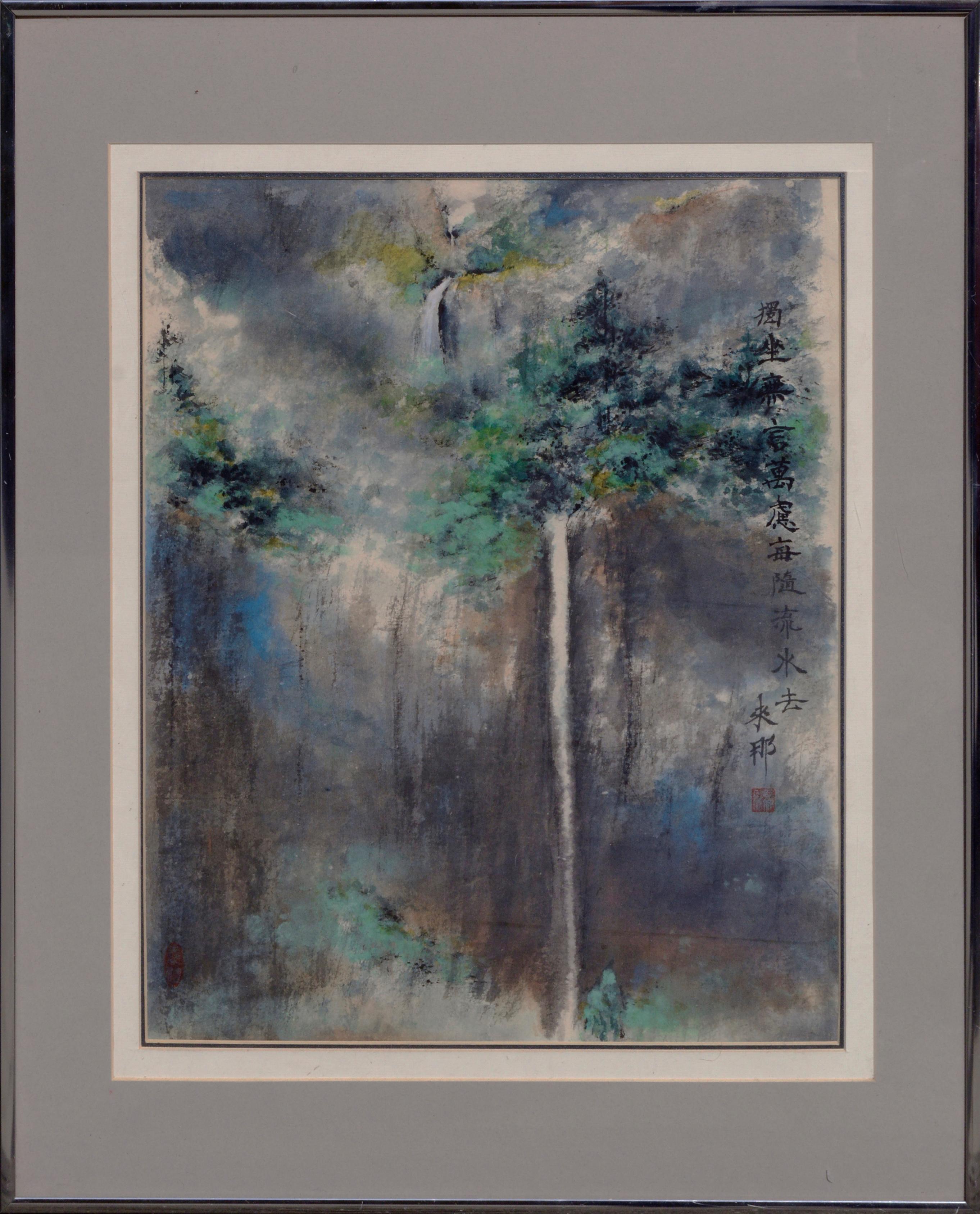 "Gift of Love", Waterfall Landscape Watercolor on Rice Paper