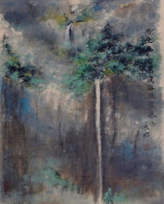 "Gift of Love", Waterfall Landscape Watercolor on Rice Paper