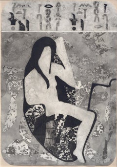 "La moglie di Potifar", xilografia astratta figurativa stilizzata su carta fatta a mano