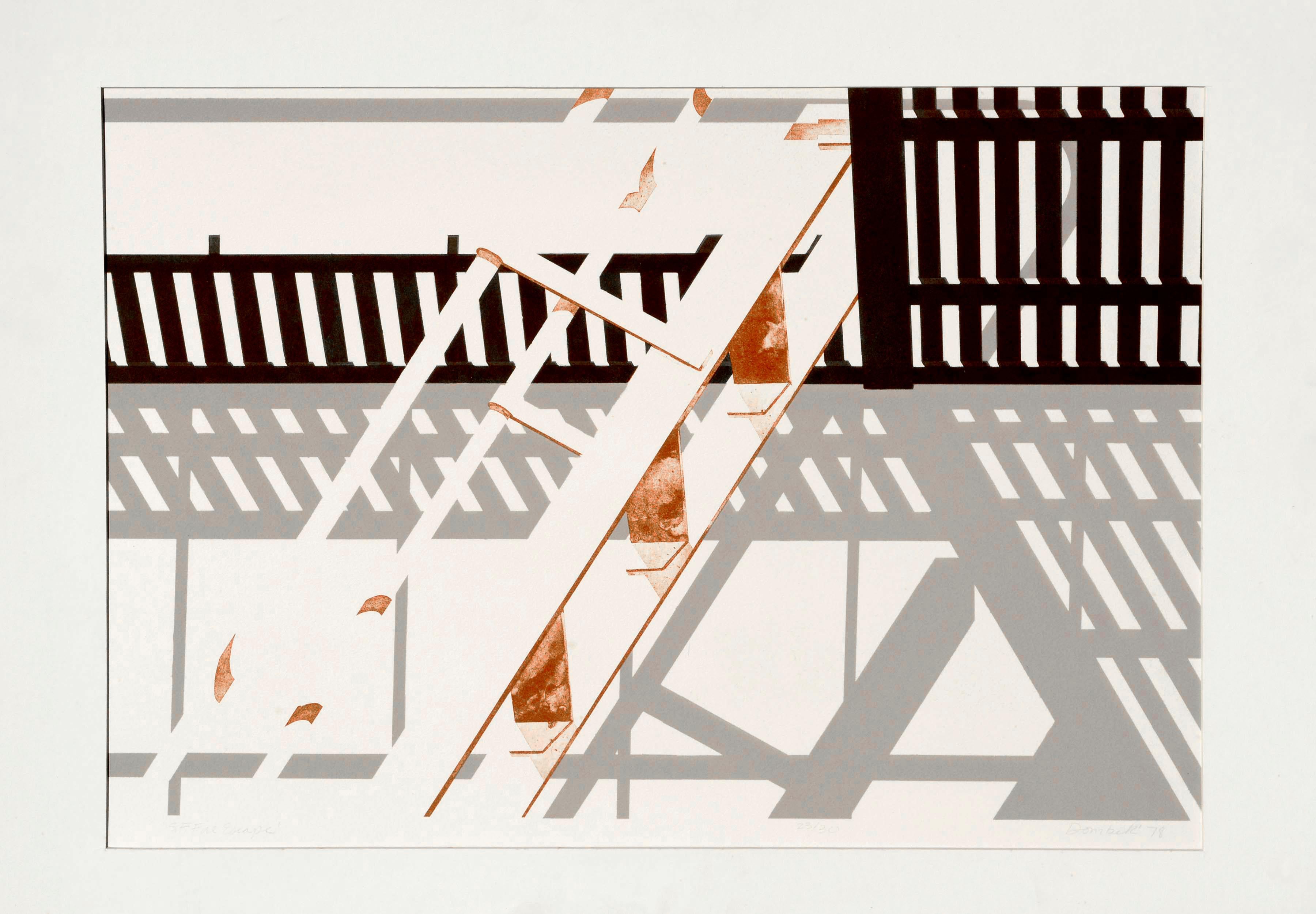 George Dombek Abstract Print - S.F. Fire Escape - Geometric Pattern Lithograph 