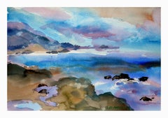 Sunset Seascape Watercolor 