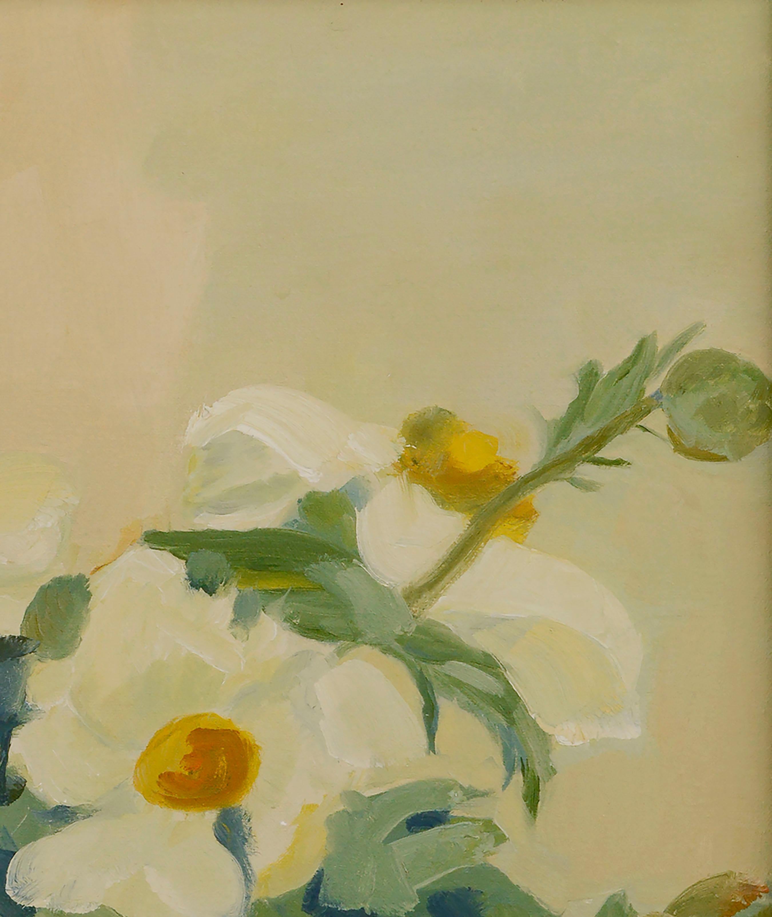 Matilija Poppies Botanical Still Life  - American Impressionist Painting by Josephine Guerra 