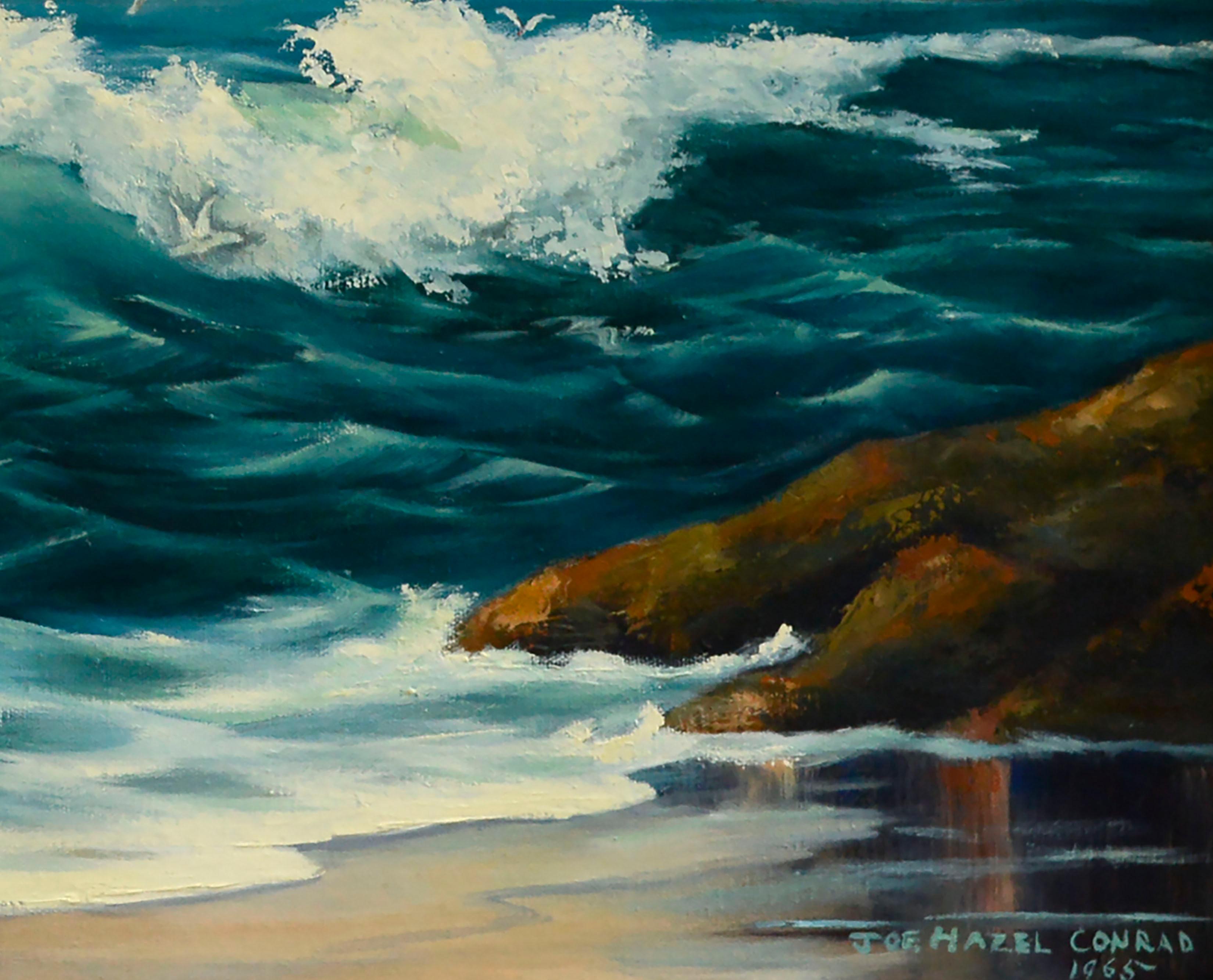Mid Century Incoming Tide Coastal Landscape - American Impressionist Painting by Joe Hazel Conrad
