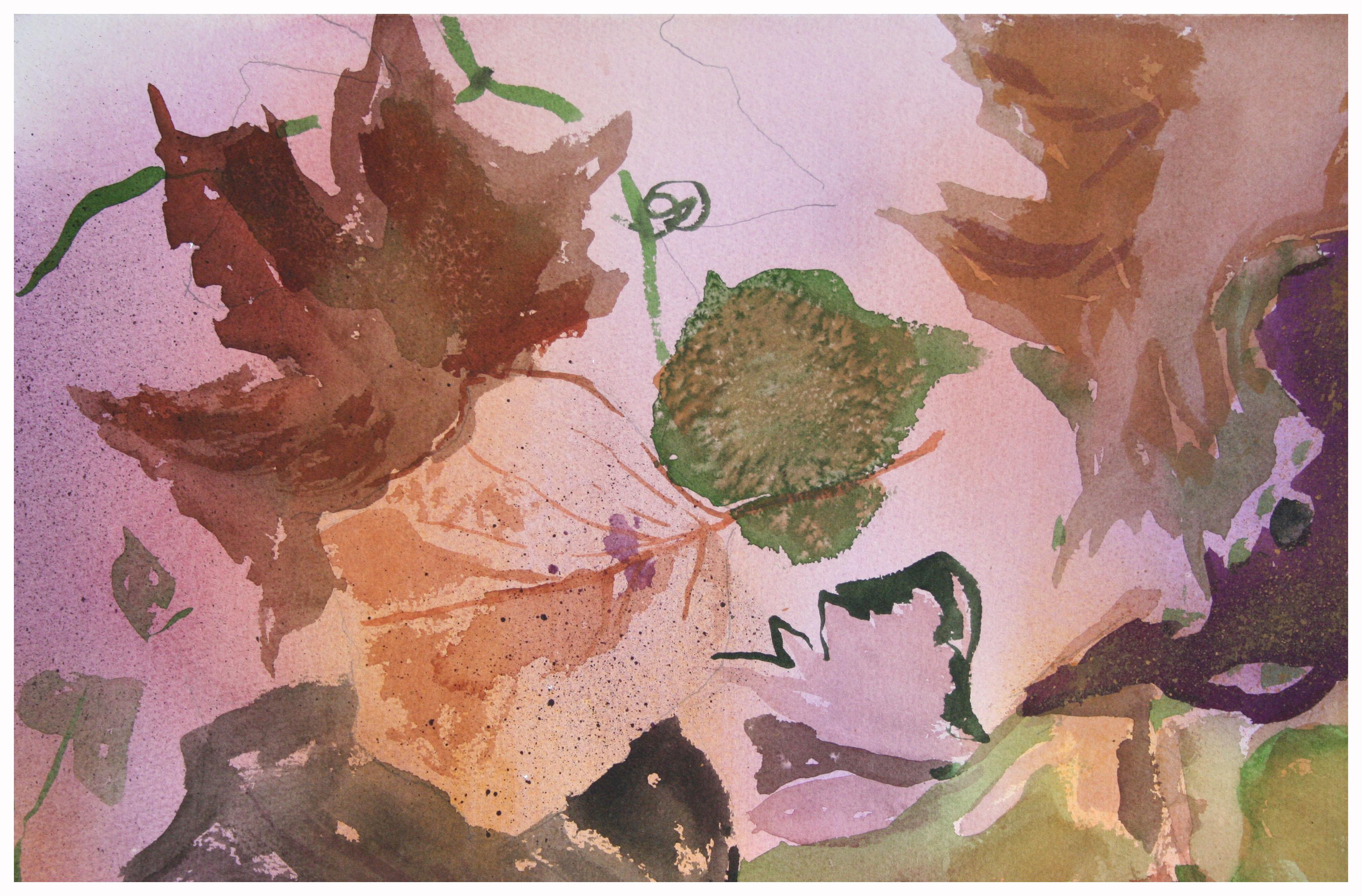 Botanical Study Autumn Grape Leaves #2  - Art by Les Anderson