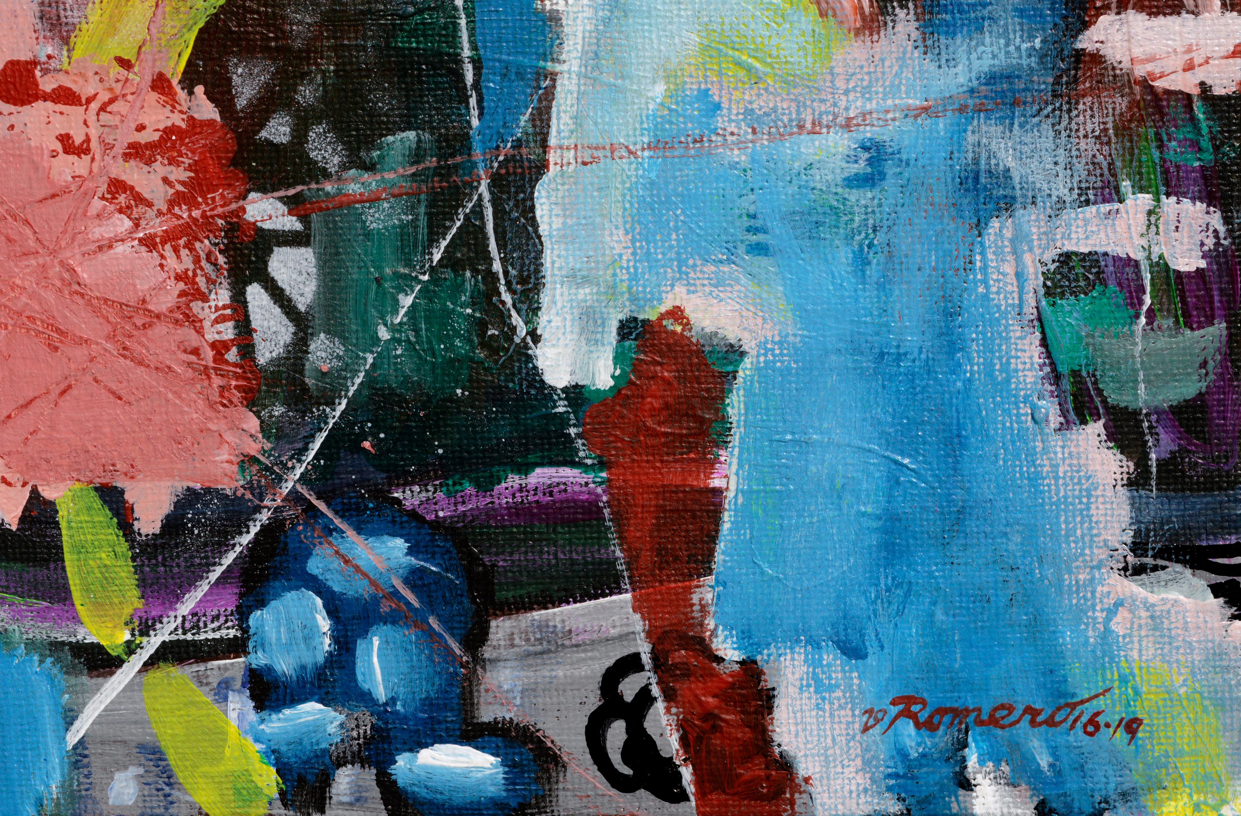 L'artiste Frank Romero « Flower Monster » - Gris Abstract Painting par Frank Thomas Romero
