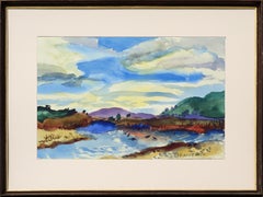 Duck Pond Landscape, California Seascape - Double Sided Watercolor