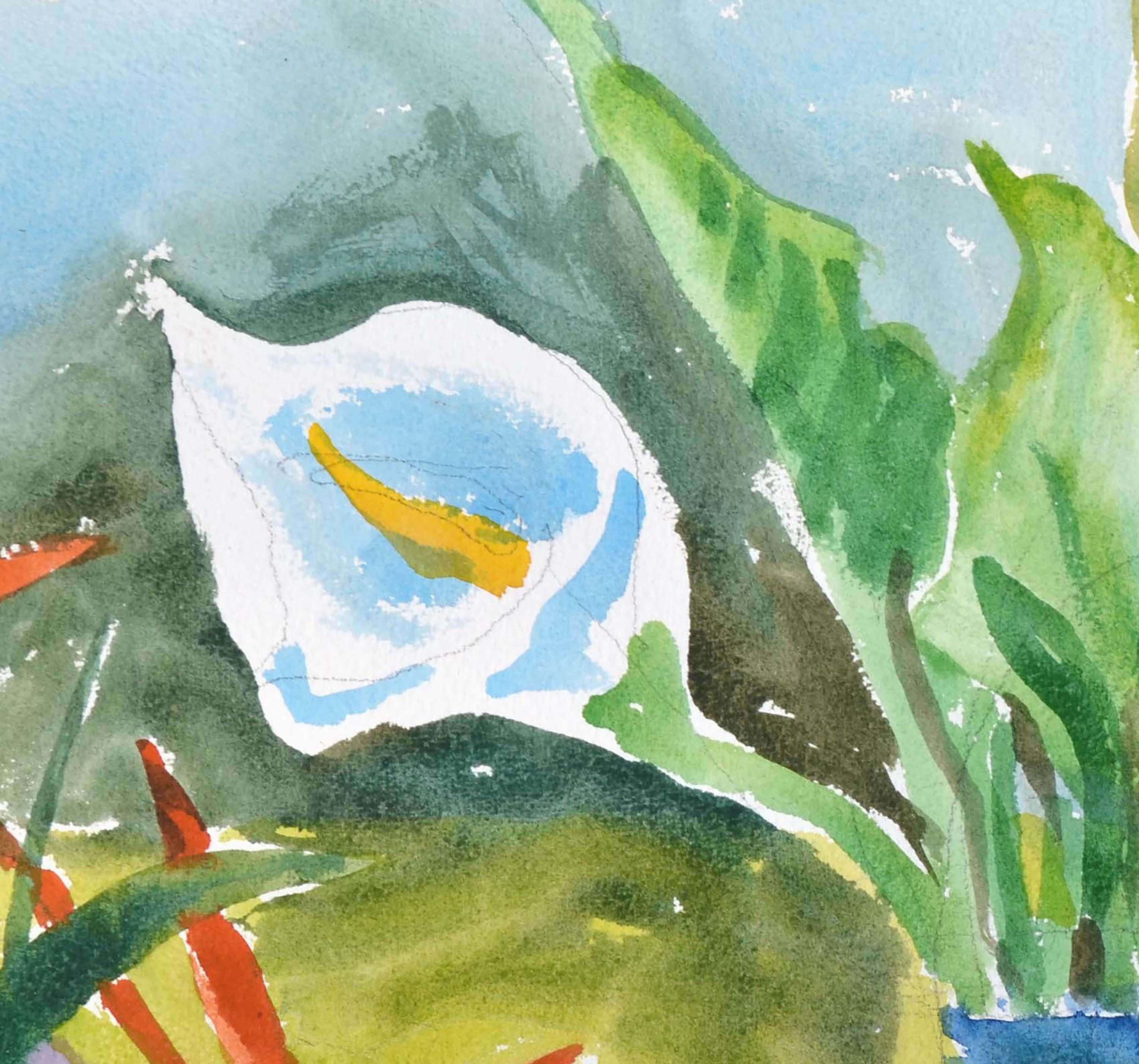 Nature morte Calla Lily à fleurs  - Impressionnisme américain Art par Les Anderson
