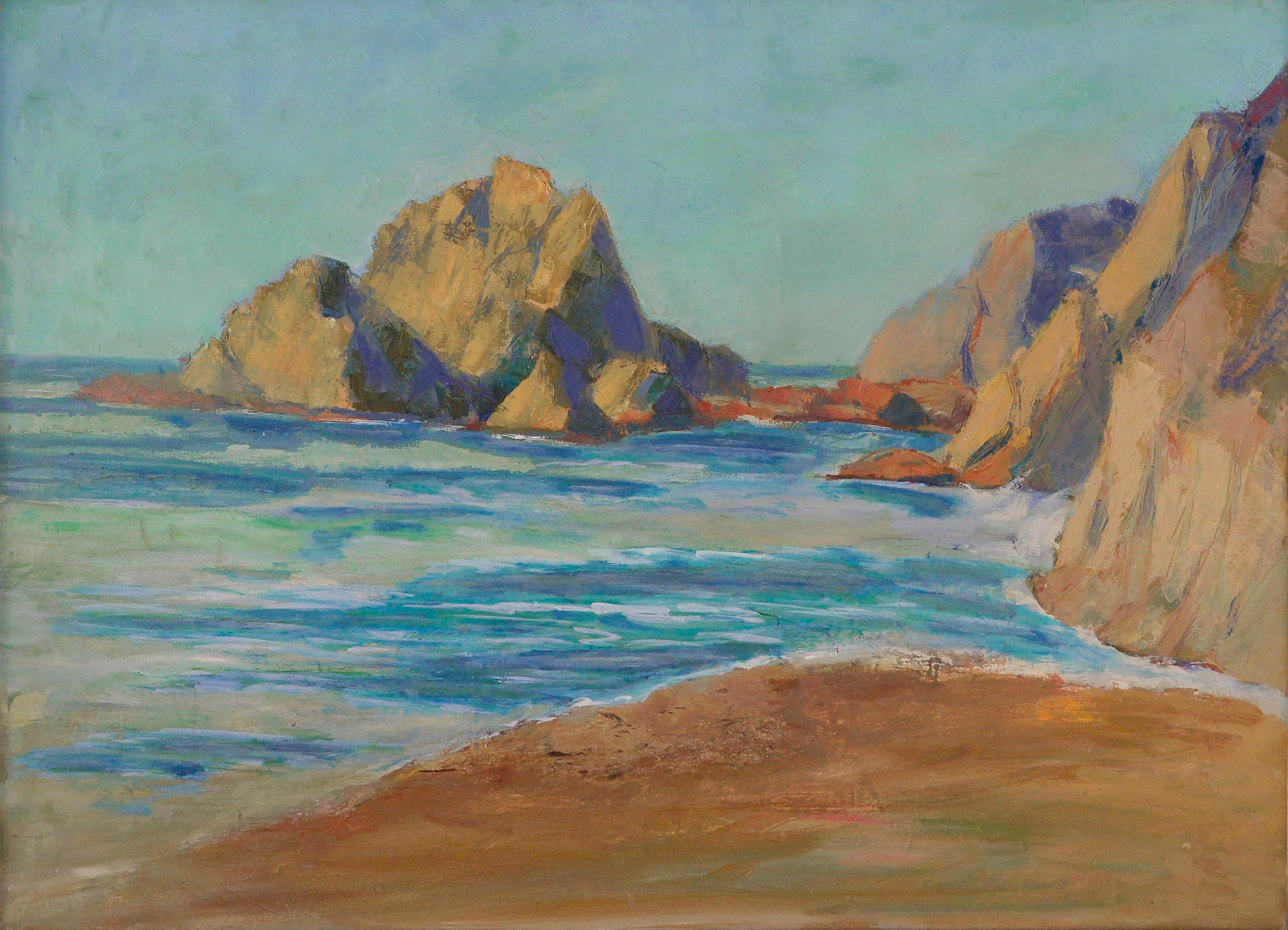 Helen Skelton Landscape Painting - Mid-Century Pescadero Coast Seascape 