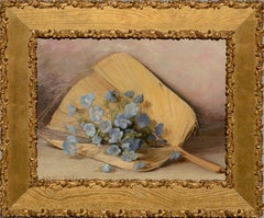 Fan & Flowers Still Life by Lulu I. Weatherwax California Pioneer painter