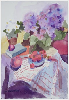 Vintage Primroses and Fruit Still Life