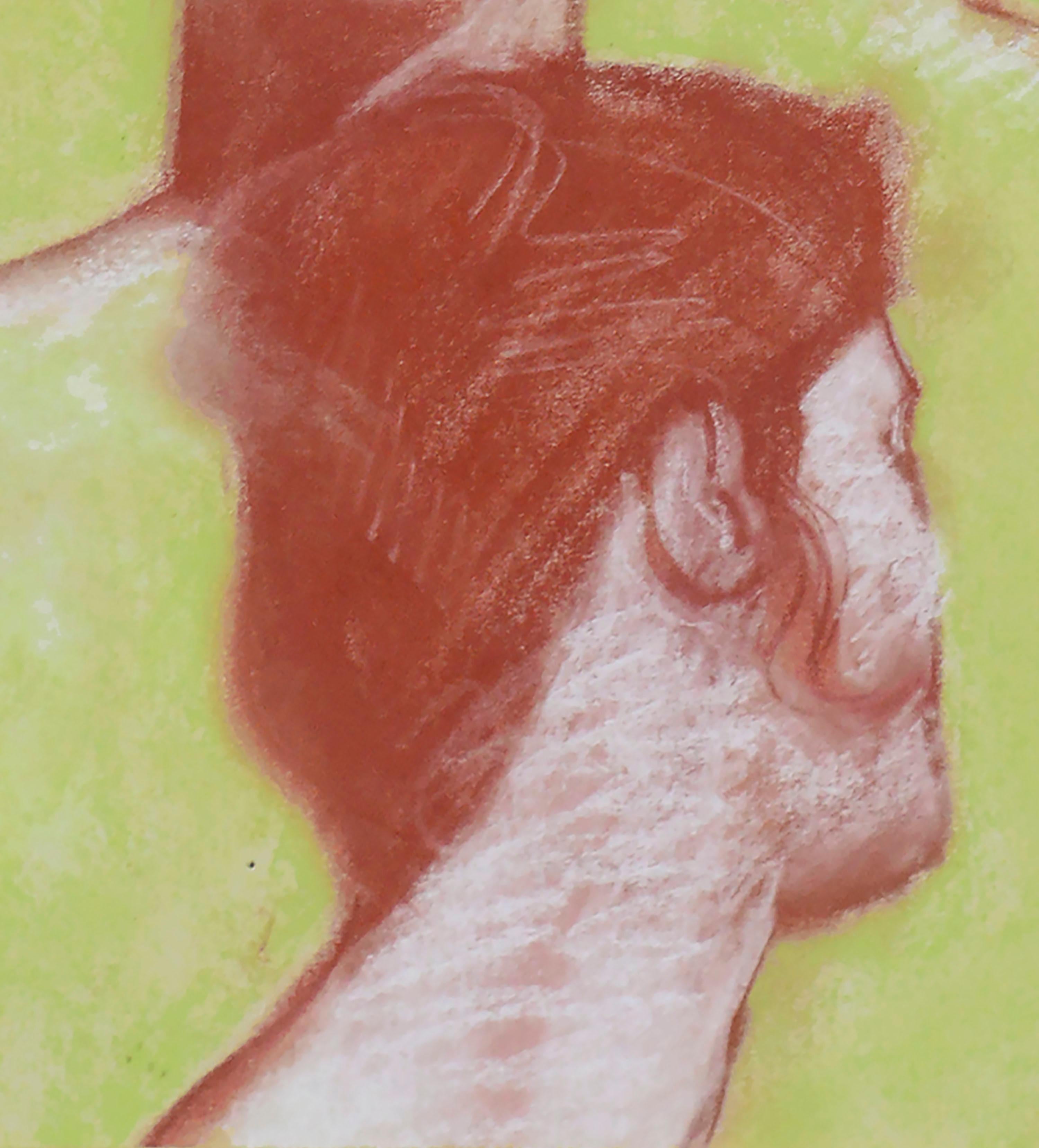 Vier Gesichter – Porträtstudie in Rot und Grün von Clayton Anderson im Angebot 4
