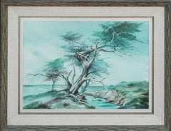 Zypressenbaum im alten Monterey-Stil, Landschaft aus der Jahrhundertmitte