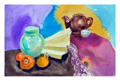Persimmons & Tea Pot Still Life