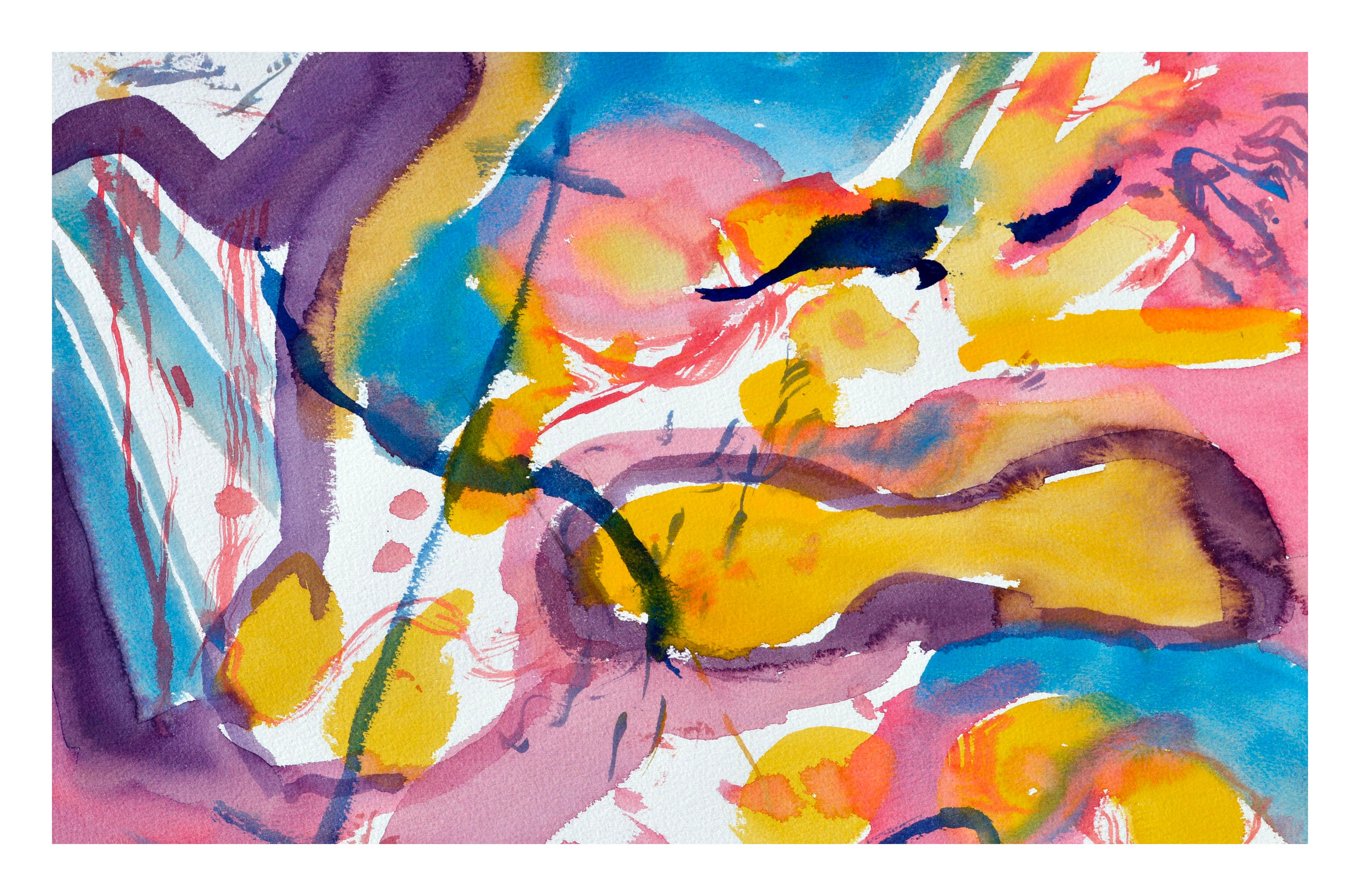 Yellow & Pink Abstract - Art by Les Anderson