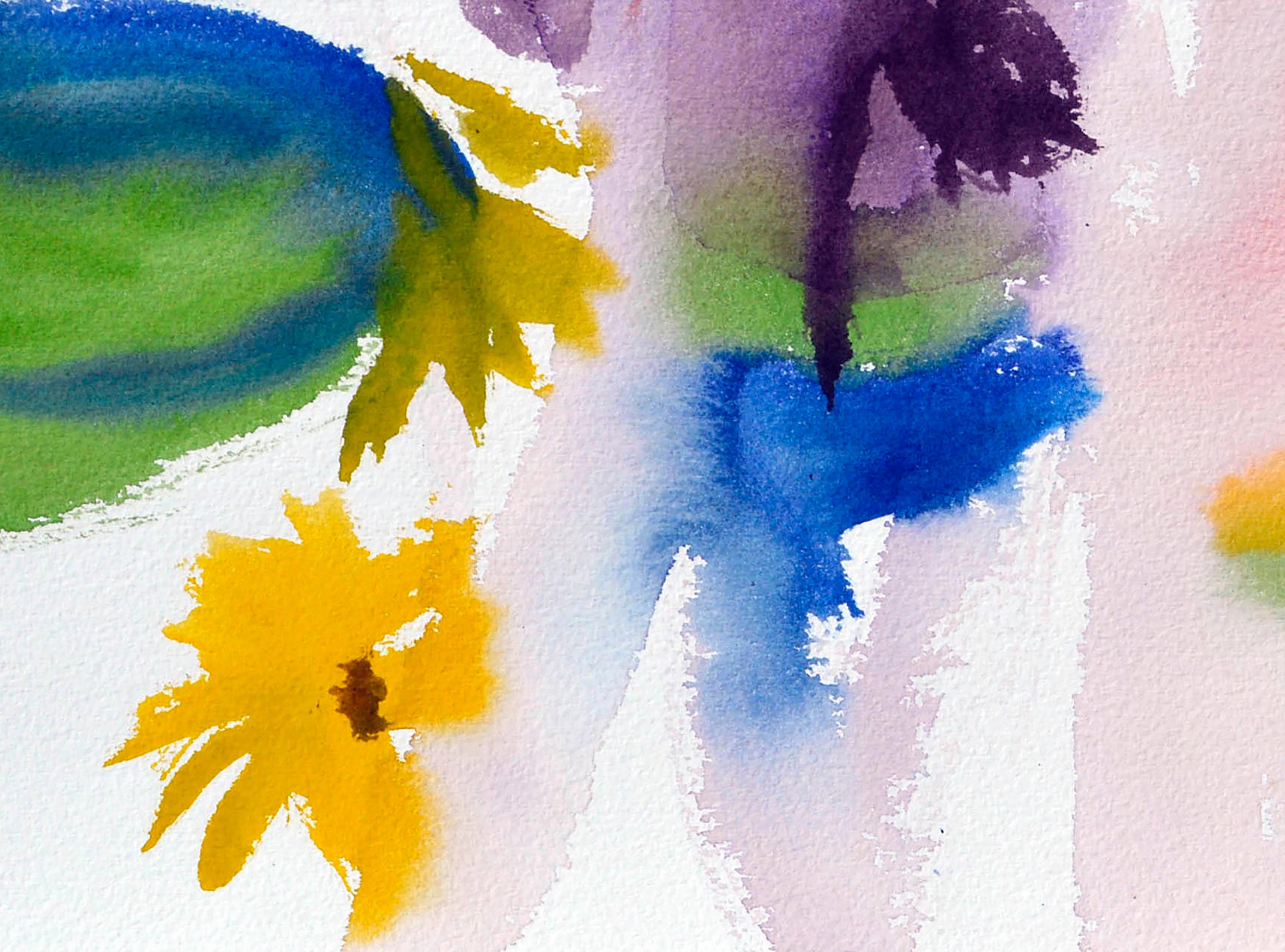 Abstract Flowers Watercolor - Abstract Expressionist Art by Les Anderson