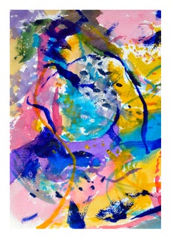 Vintage Pink & Blue Abstract Watercolor