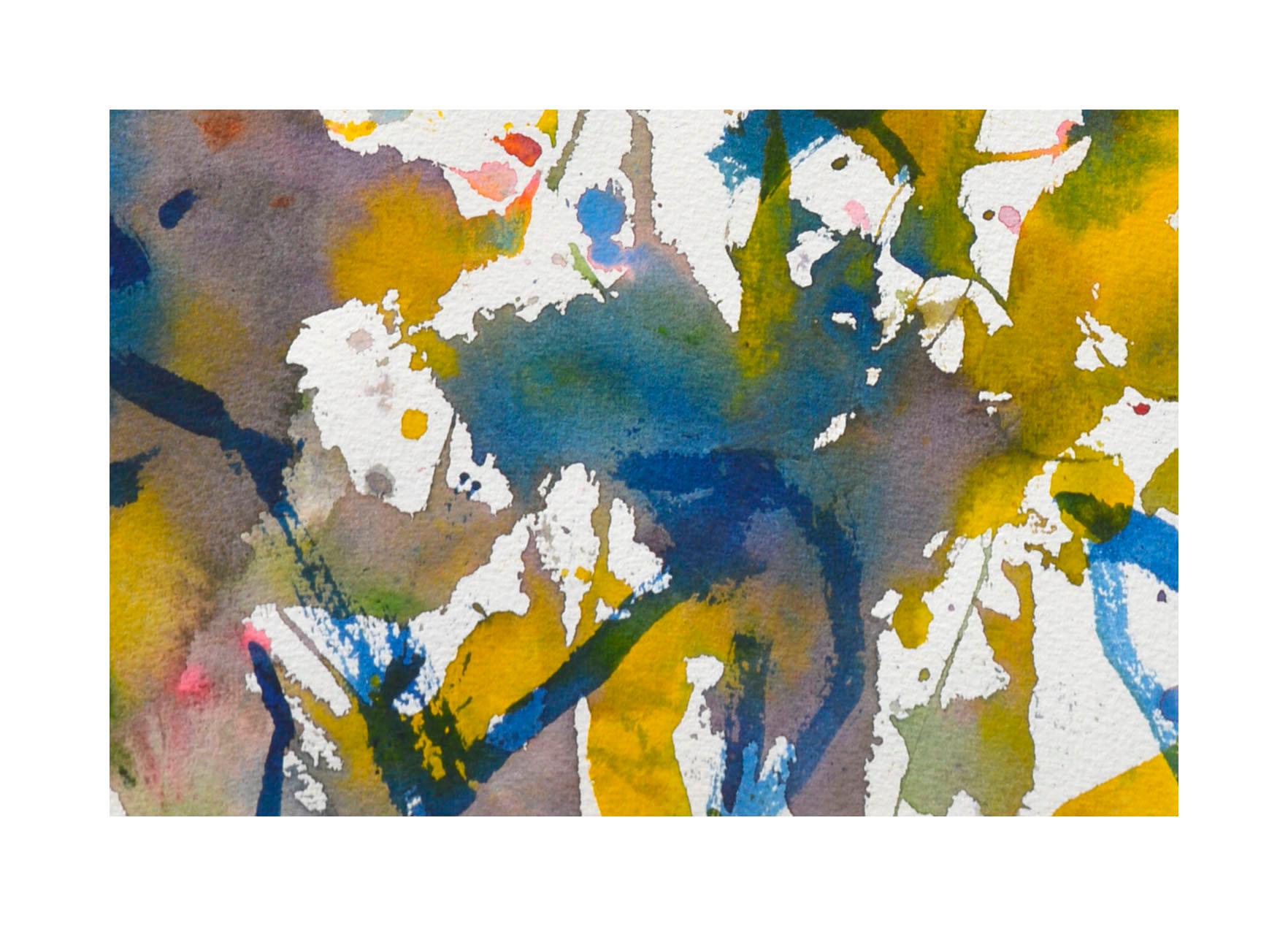 Blue & Yellow Abstract Watercolor - Art by Les Anderson