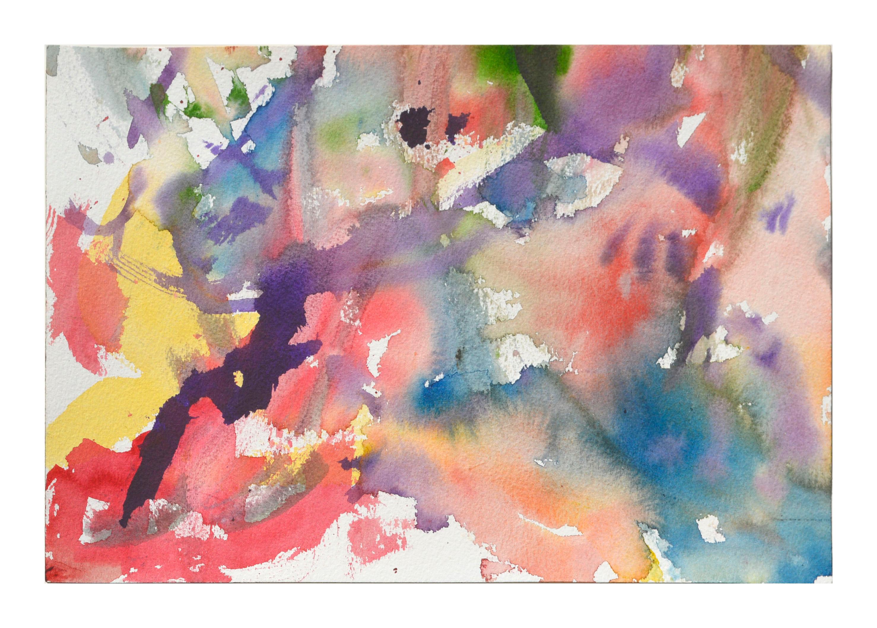 Les Anderson Abstract Drawing - Pink & Purple Abstract Watercolor