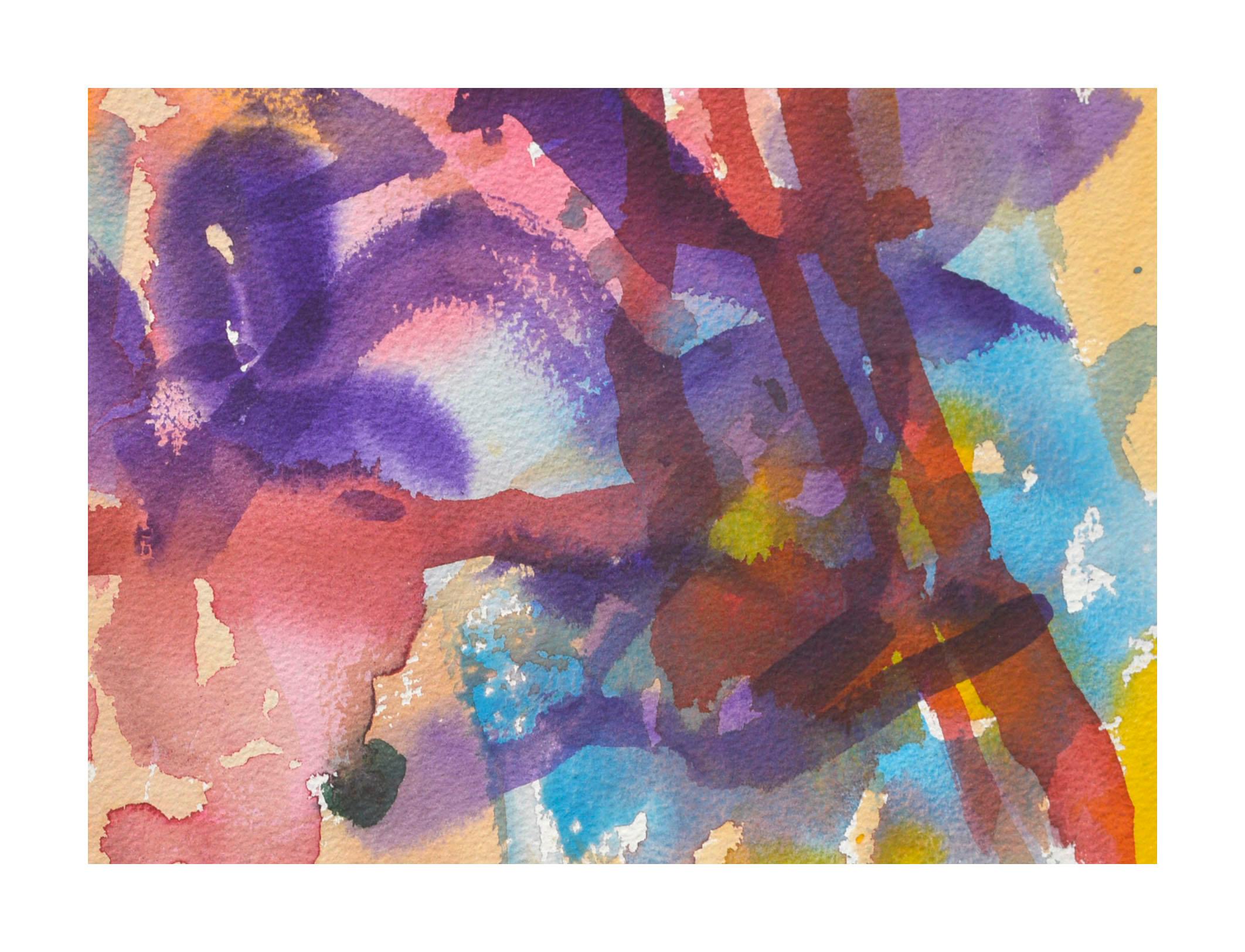 Purple & Red Abstract Watercolor - Art by Les Anderson
