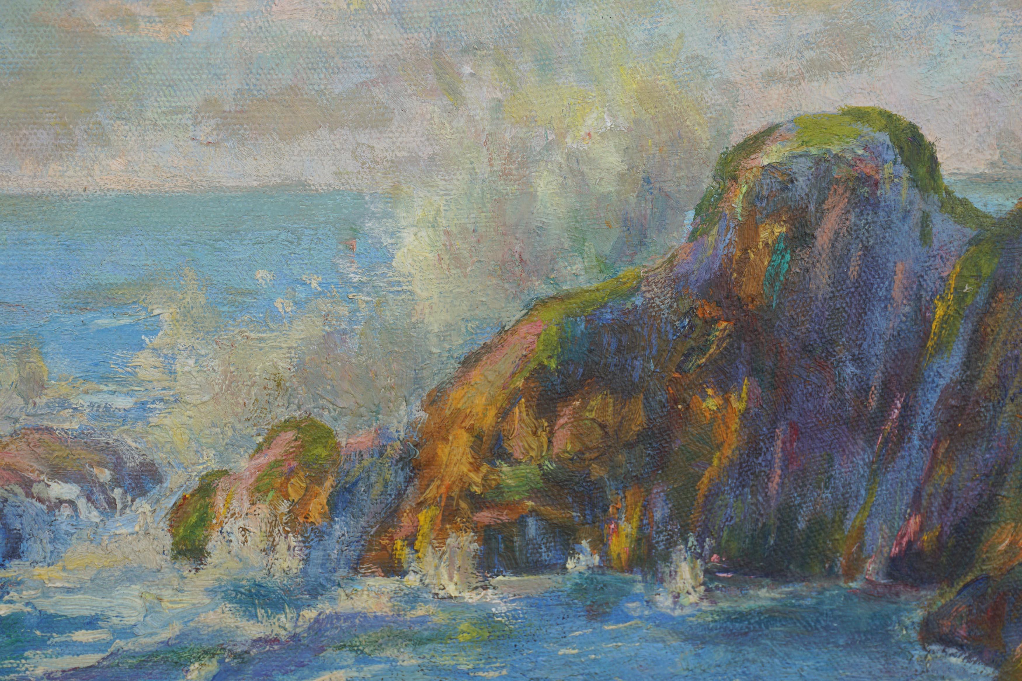 Paysage marin de la côte de l'Oregon du début du XXe siècle - Impressionnisme américain Painting par Lida Allen Macklin