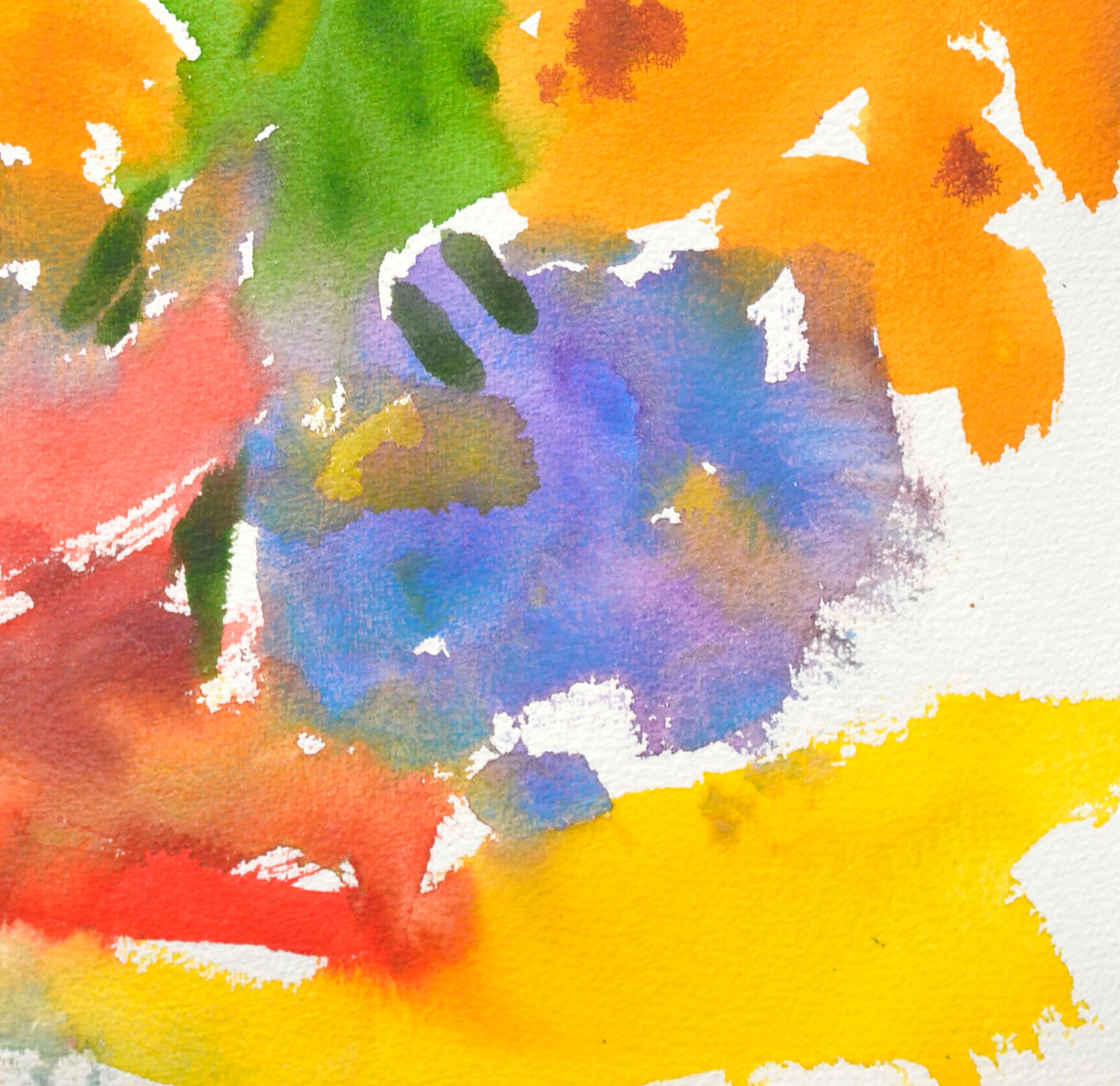 Fields of Color Abstract - Orange Abstract Drawing by Les Anderson