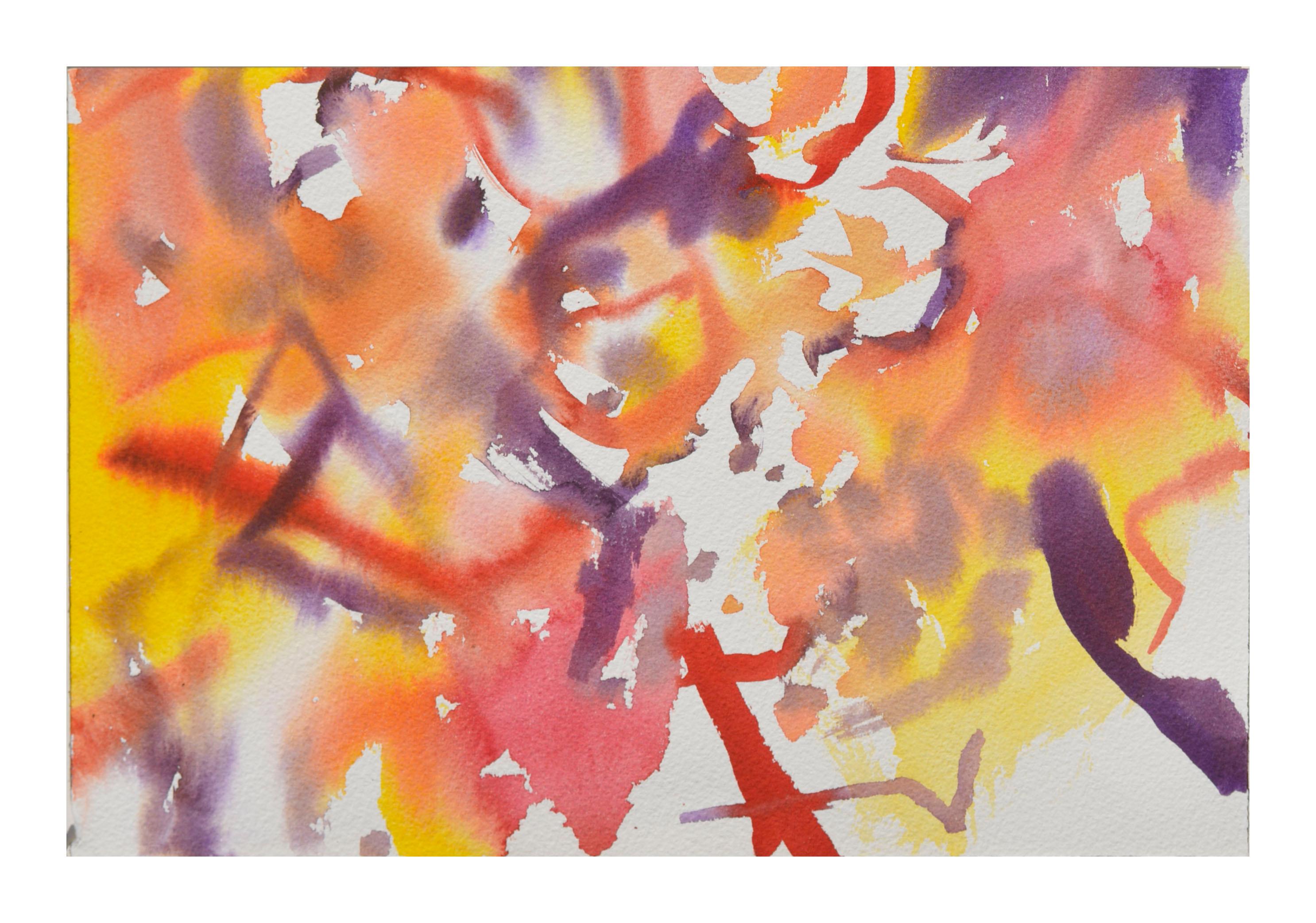 Les Anderson Abstract Drawing - Abstract Sunset Watercolor
