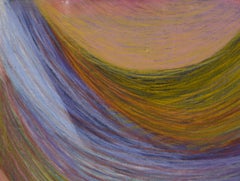 "Untitled #2", Abstract Geometric Vertical Pastel with Purple & Green