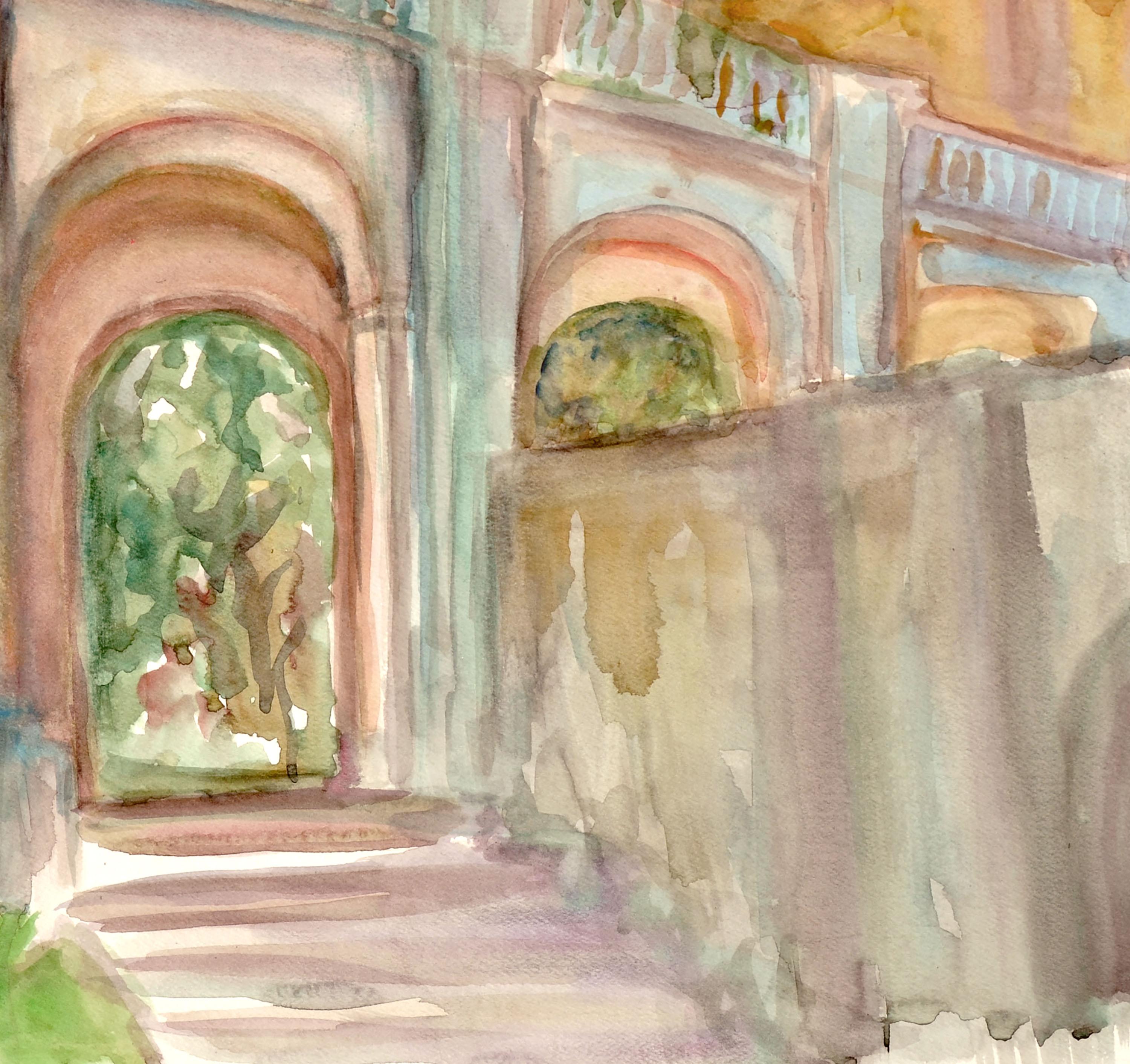 Garten-Eingang-Landschaft  (Amerikanischer Impressionismus), Art, von Virginia J. Hughins