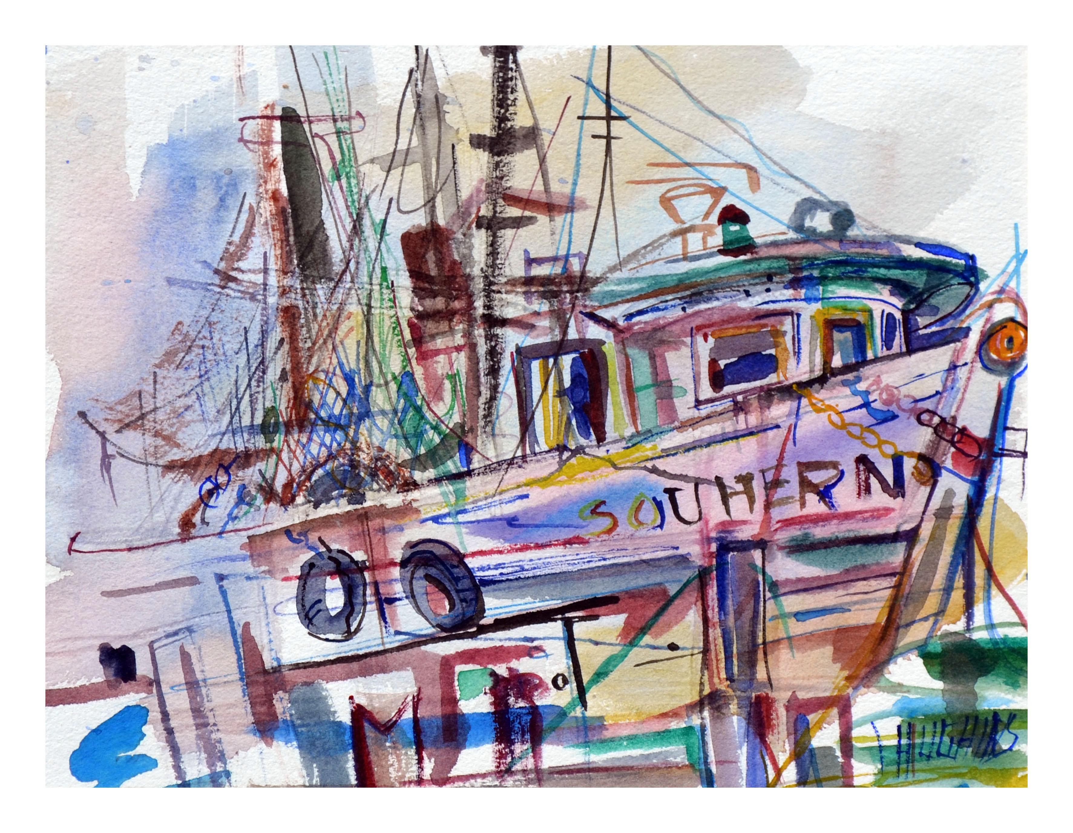 Fishing Boat, Boot – Art von Virginia J. Hughins