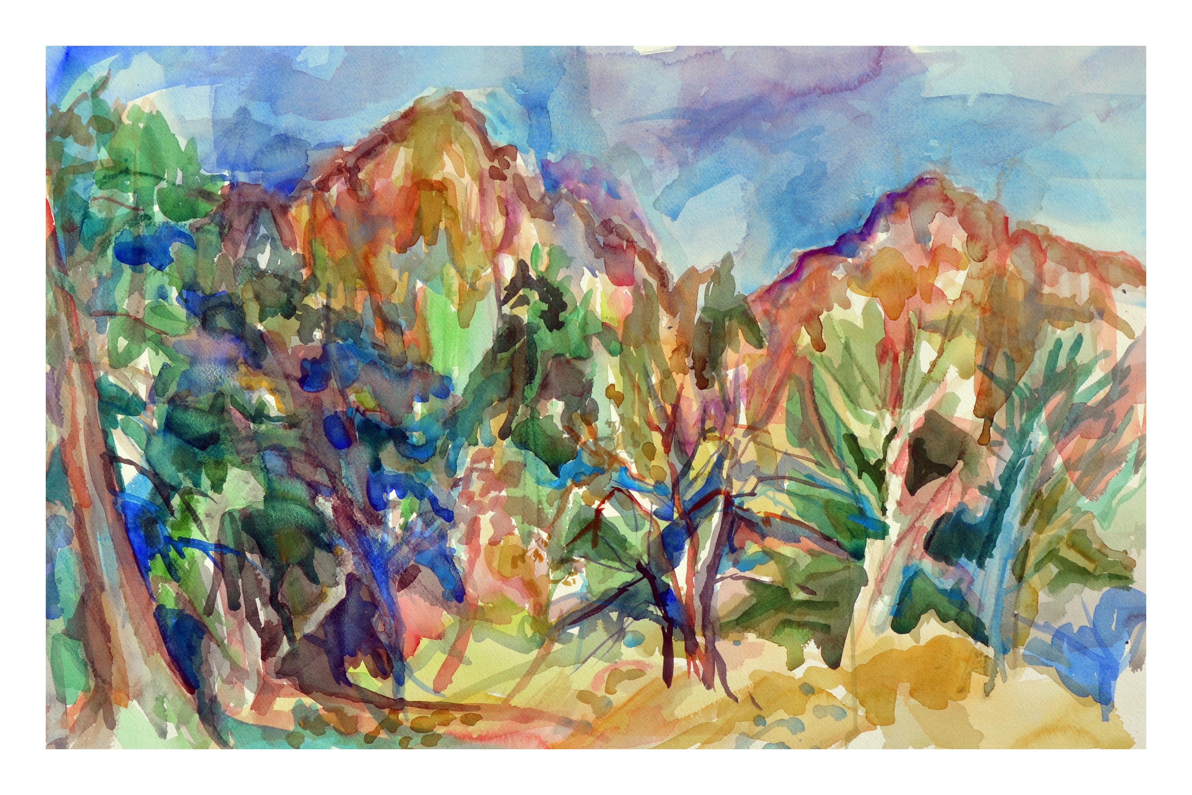 Paisaje montañoso abstraído - Art de Virginia J. Hughins