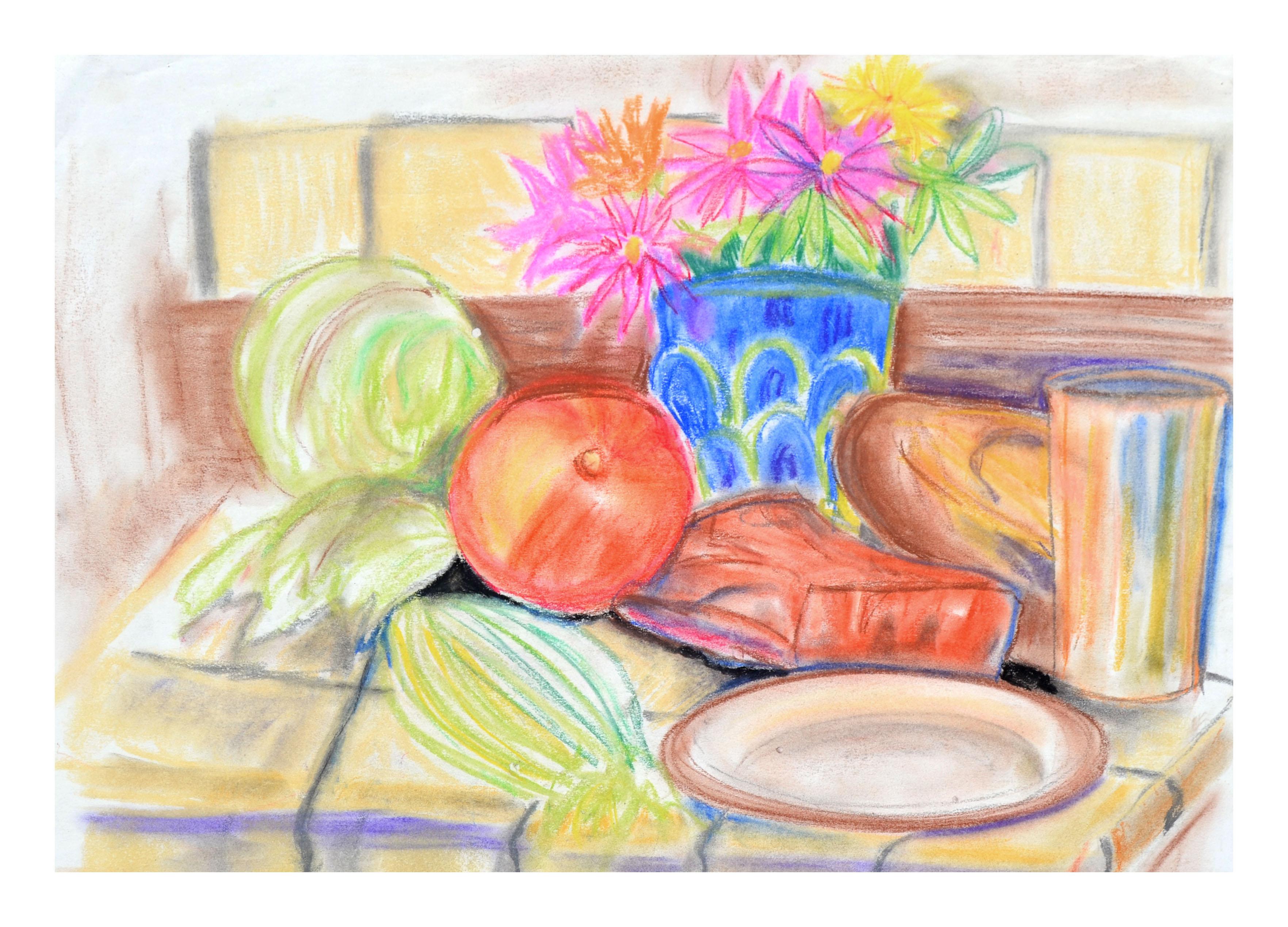 Küchenstillleben – Art von Virginia J. Hughins