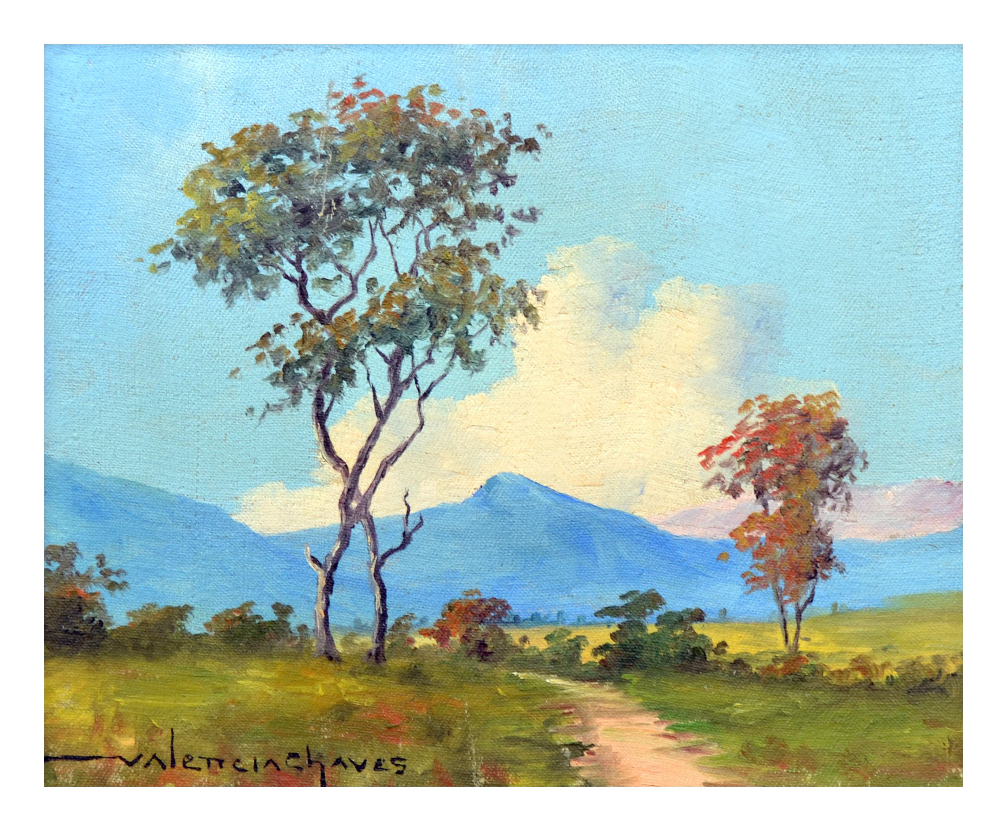 Early 20th Century Landscape -- Columbia Blue Mountain  - Painting by Humberto Valencia Chavez 