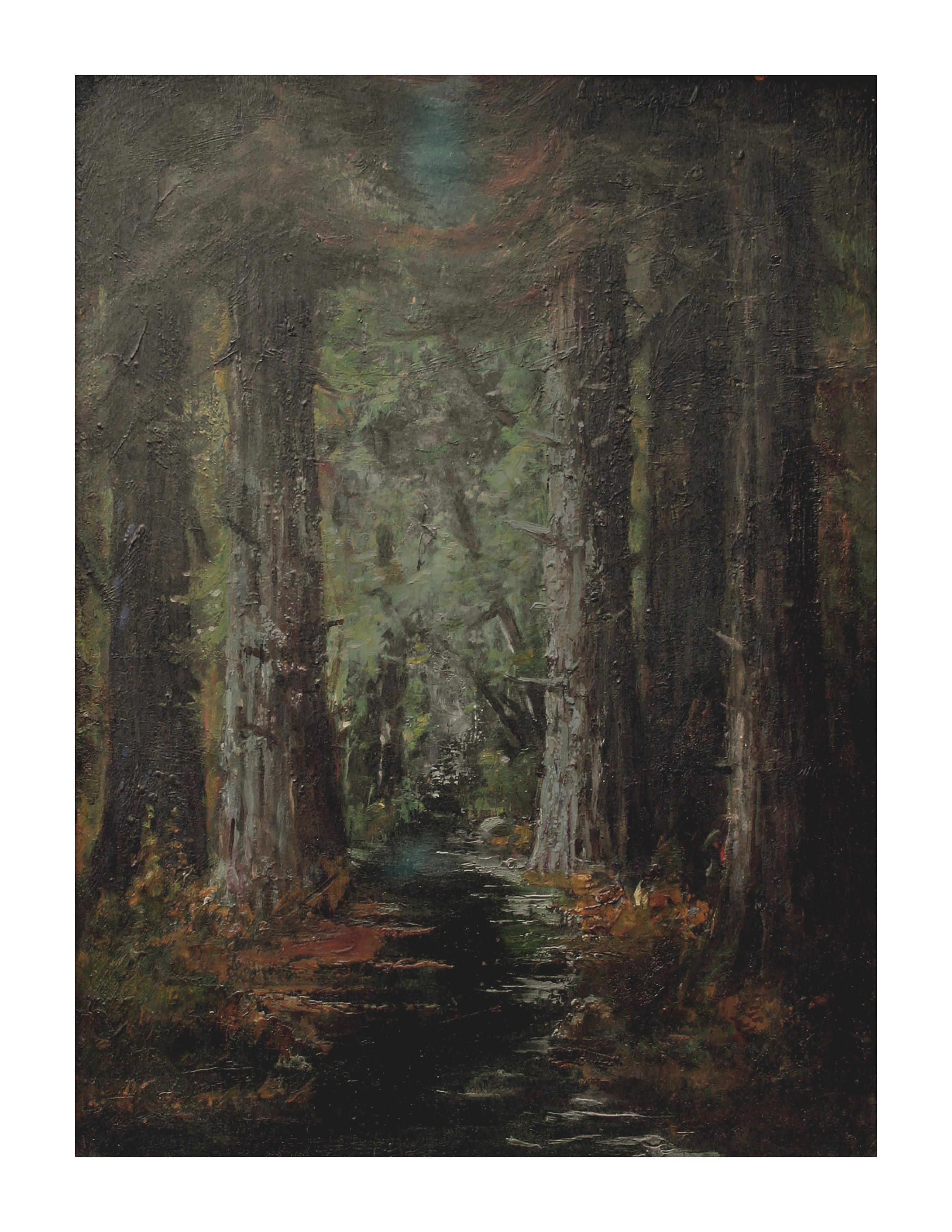 Alphonso Herman Broad Landscape Painting - Late 19th Century California Redwood Landscape