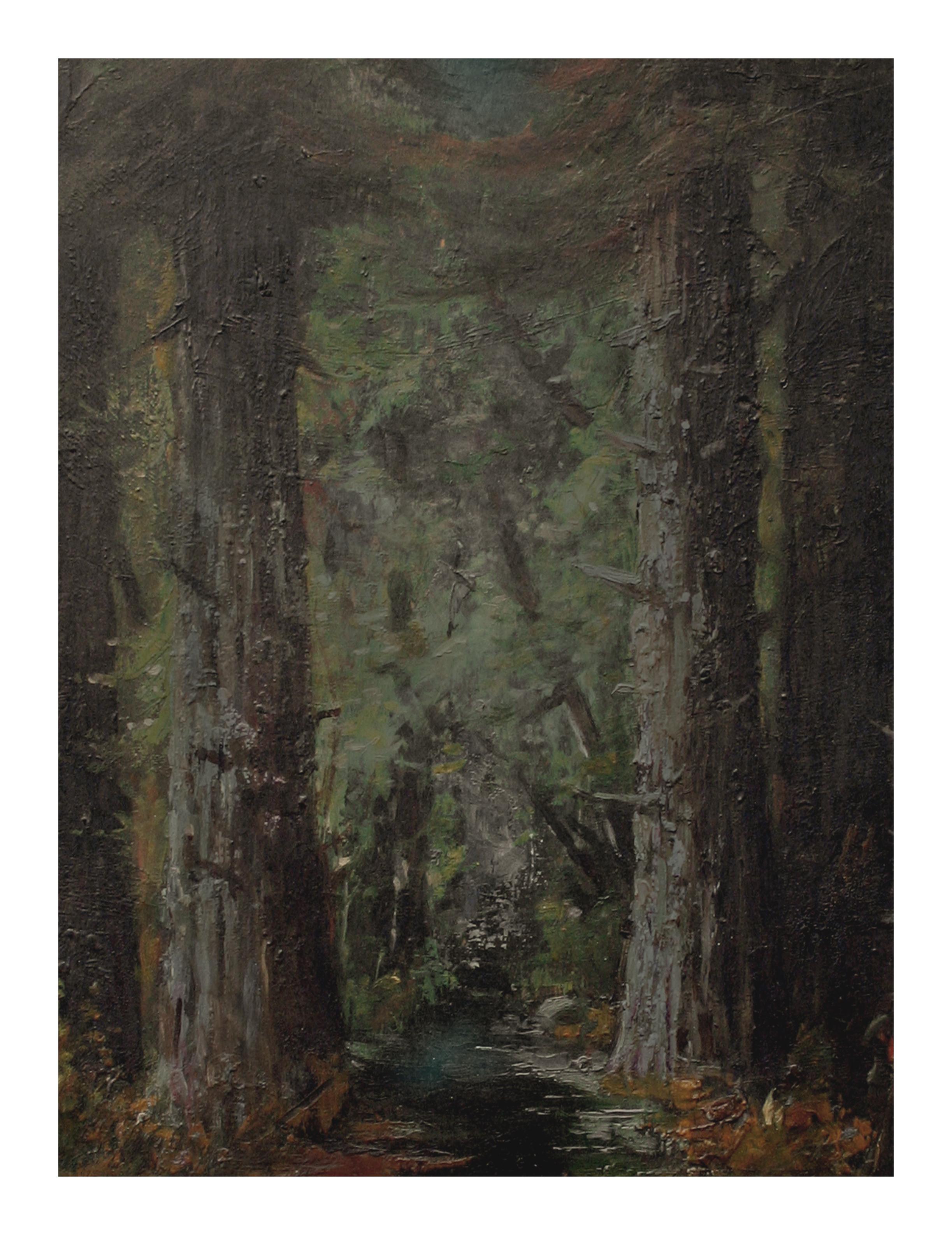 Late 19th Century California Redwood Landscape - Painting by Alphonso Herman Broad