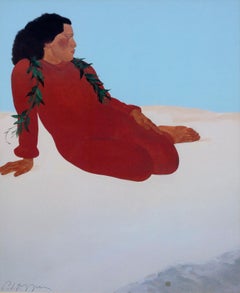 Woman in Red Dress, Reclining Figure Signed Print