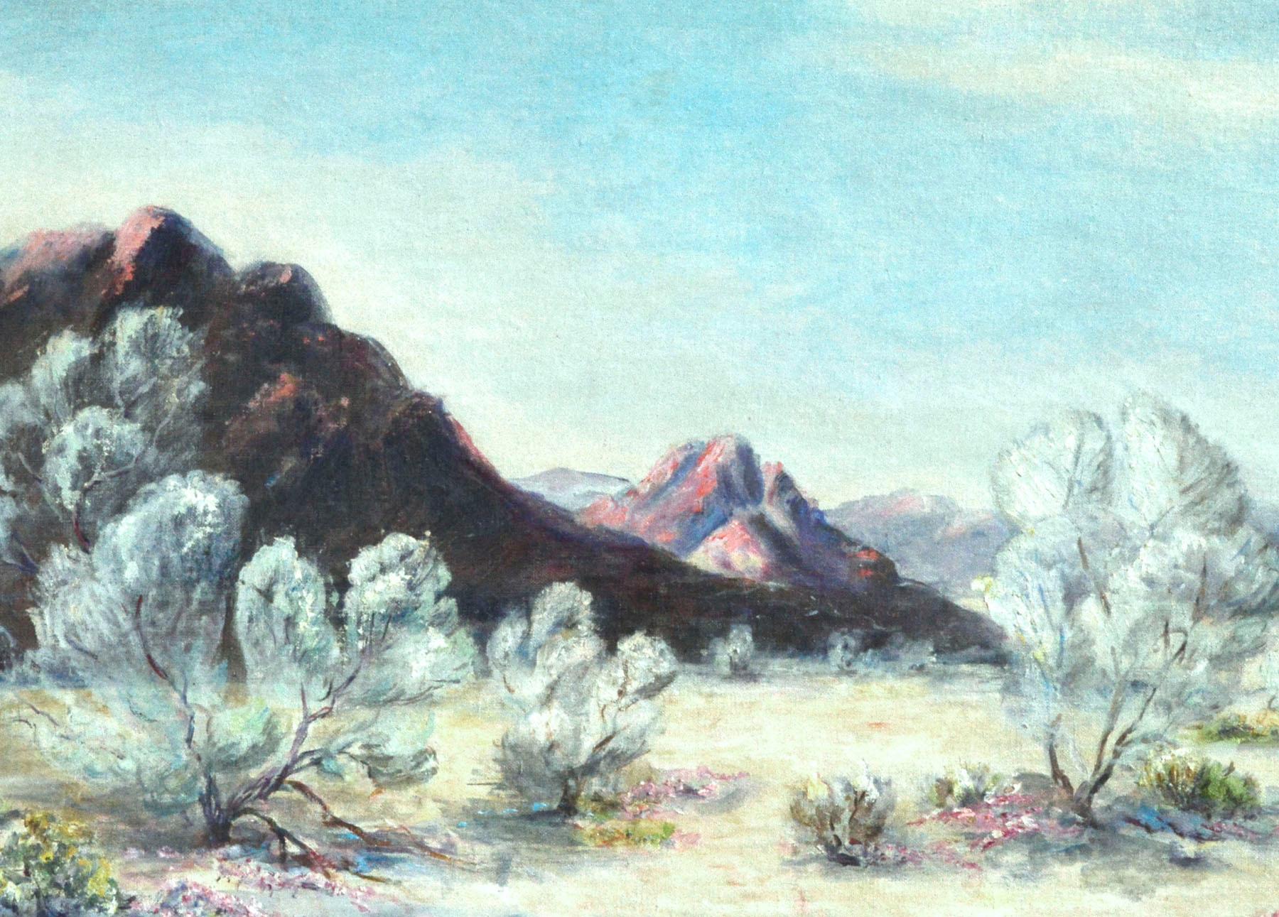 Mid Century Desert in Bloom Landscape  - Painting by Gail Pace 