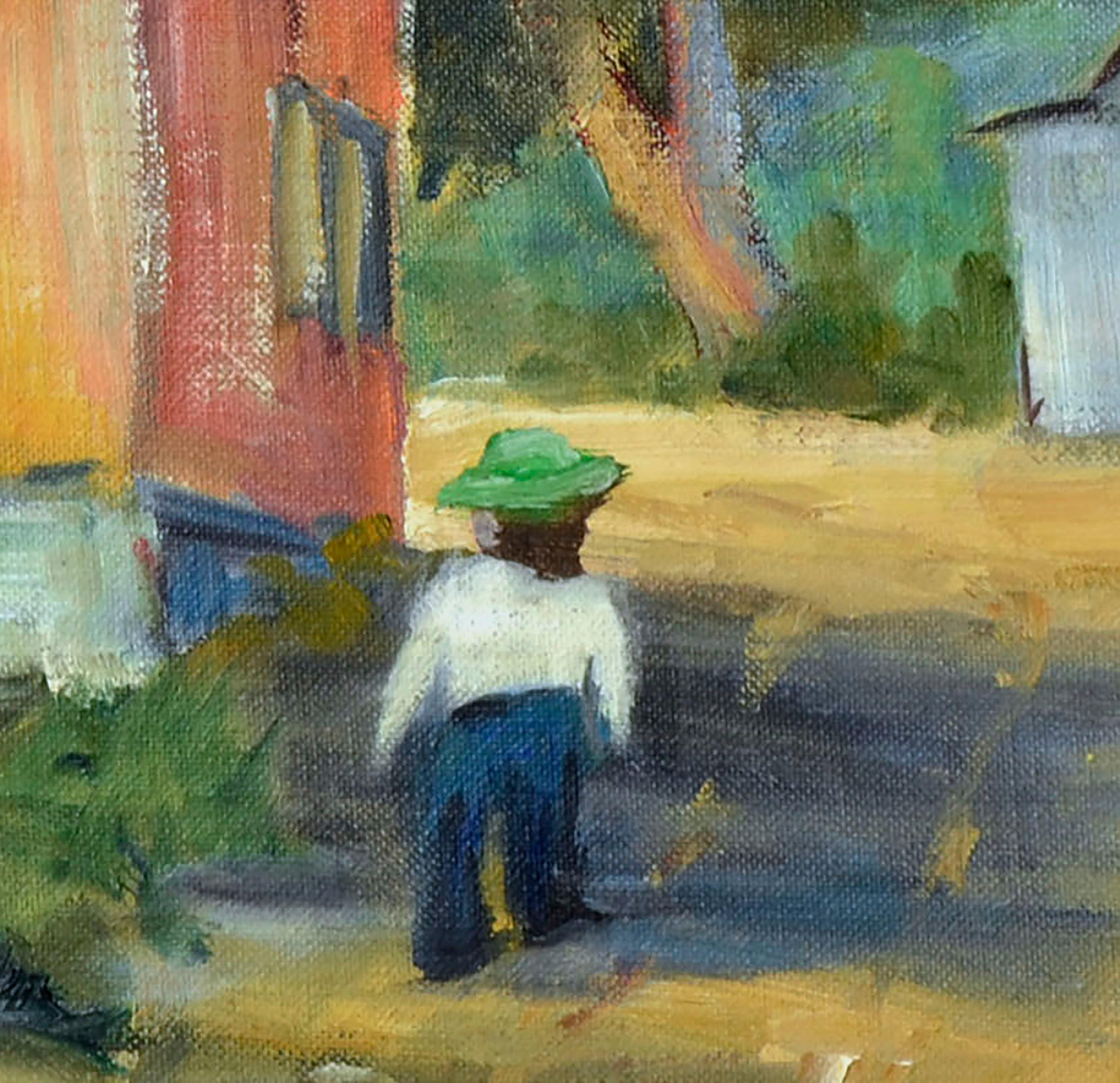 Along the Path - Paysage figuratif  - Impressionnisme américain Painting par Carol H. Kelly