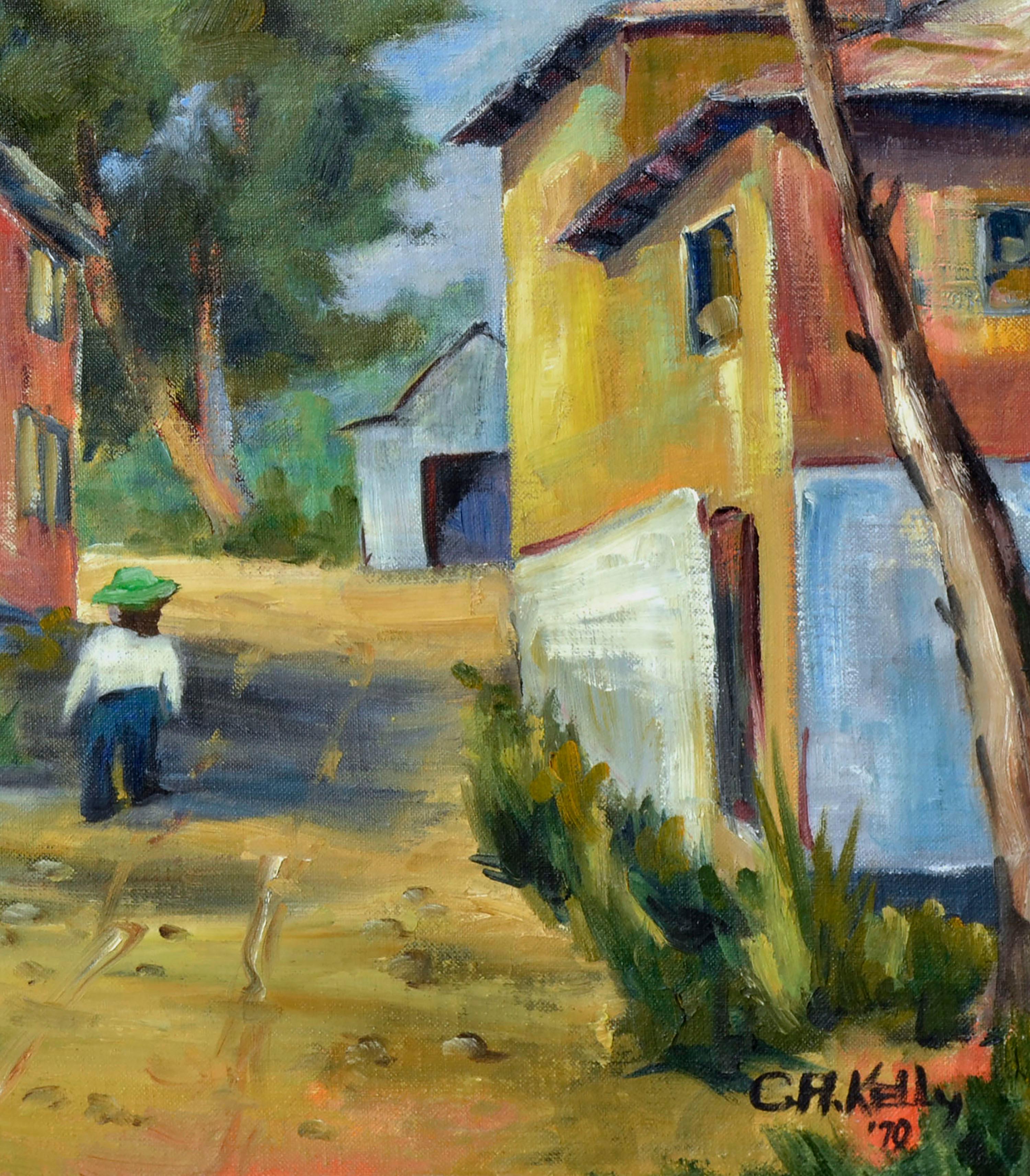 Along the Path - Figurative Landscape  - American Impressionist Painting by Carol H. Kelly