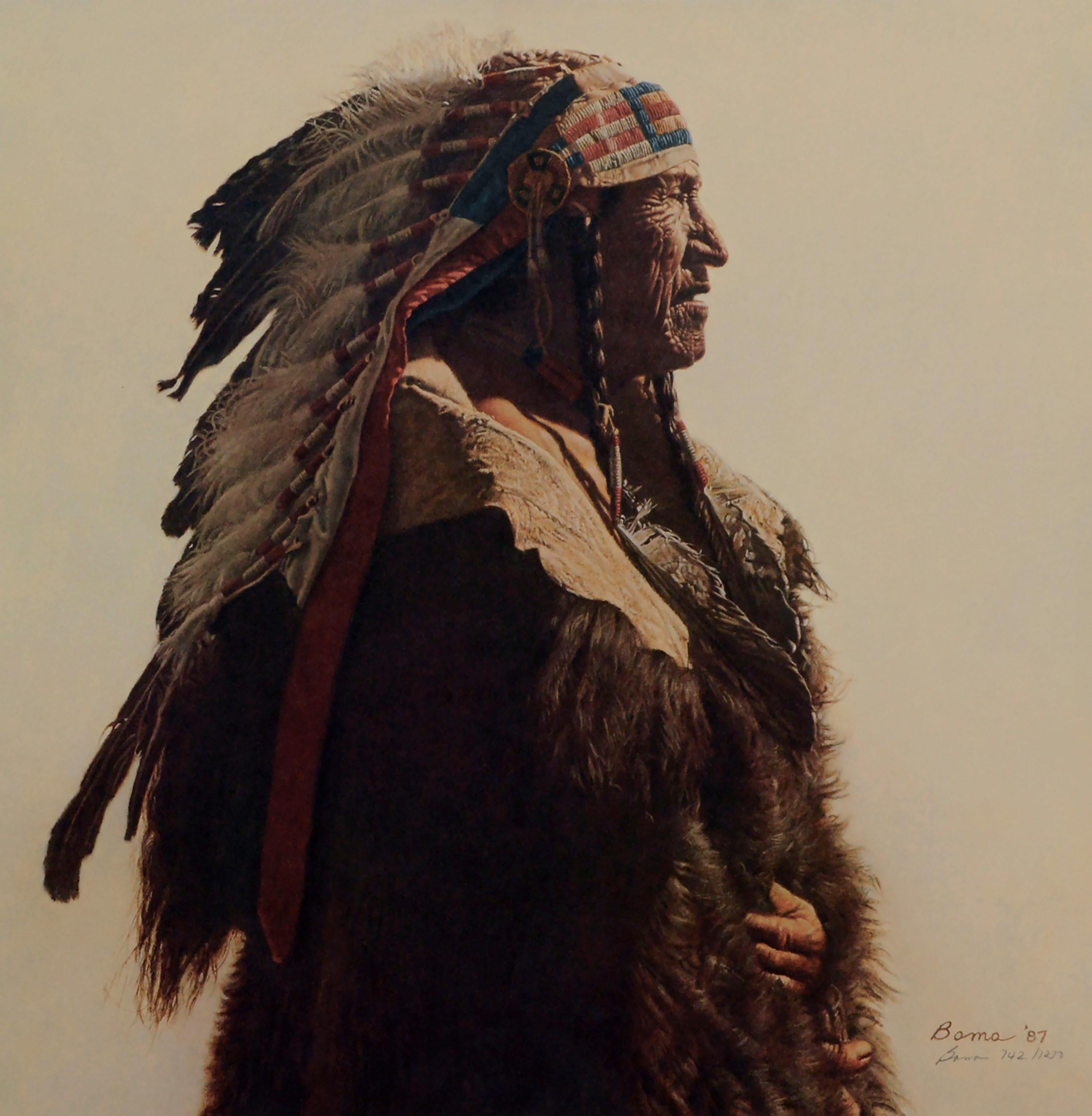 James Bama Portrait Print - Crow Indian from Lodge Grass, 742/1250