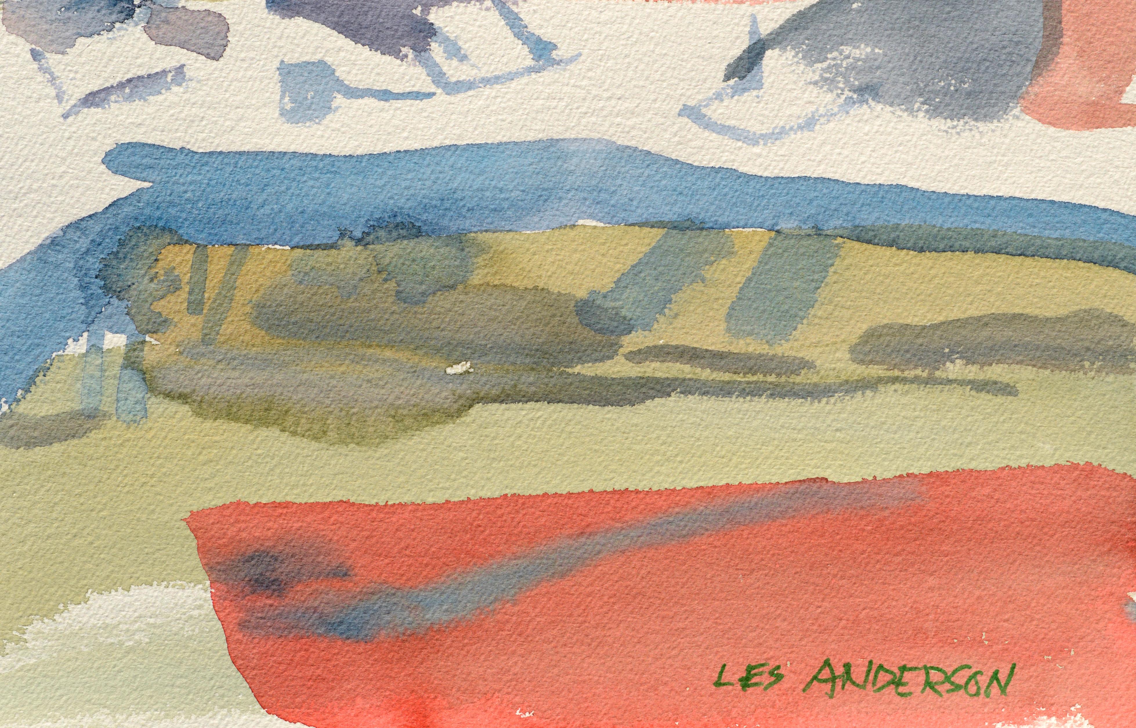 Classroom Figurative - Beige Abstract Drawing by Les Anderson