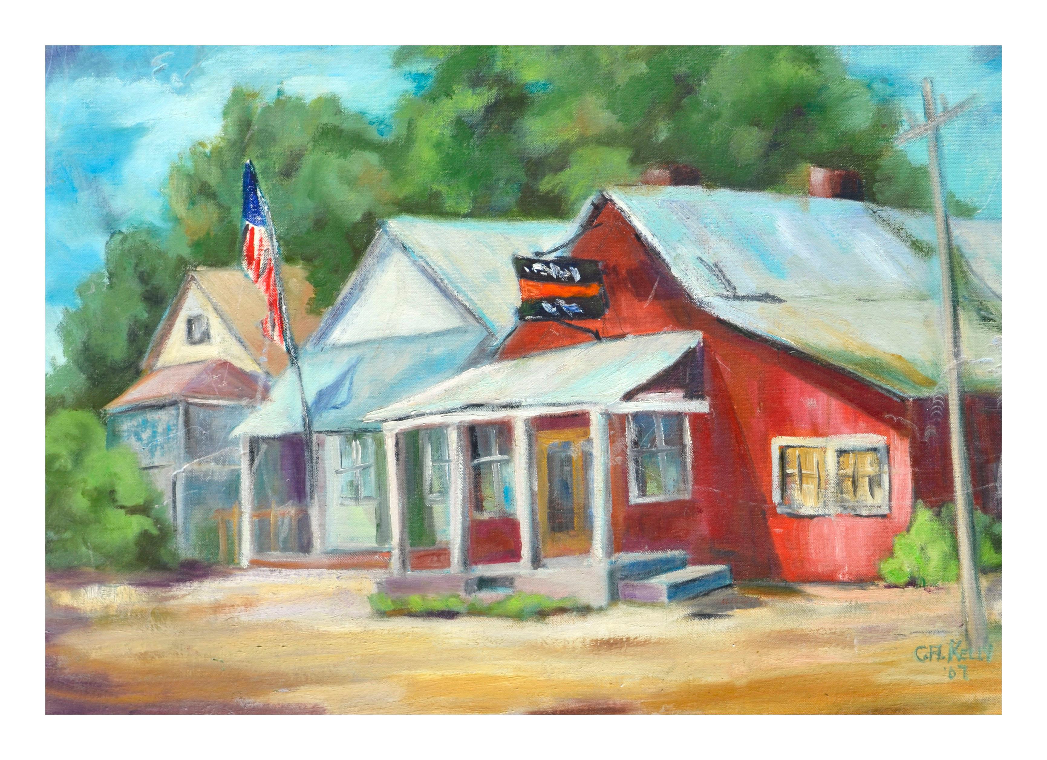 Country Town Landscape  - Painting by Carol H. Kelly